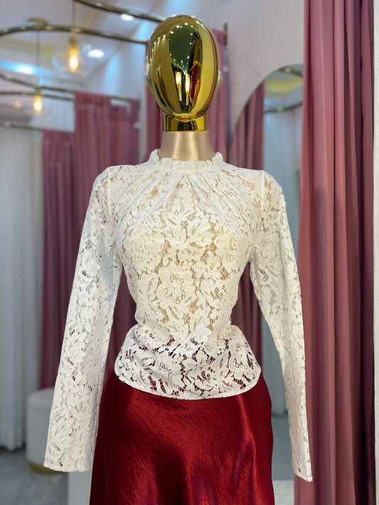 BLUSA MANGA LARGA ENCAJE