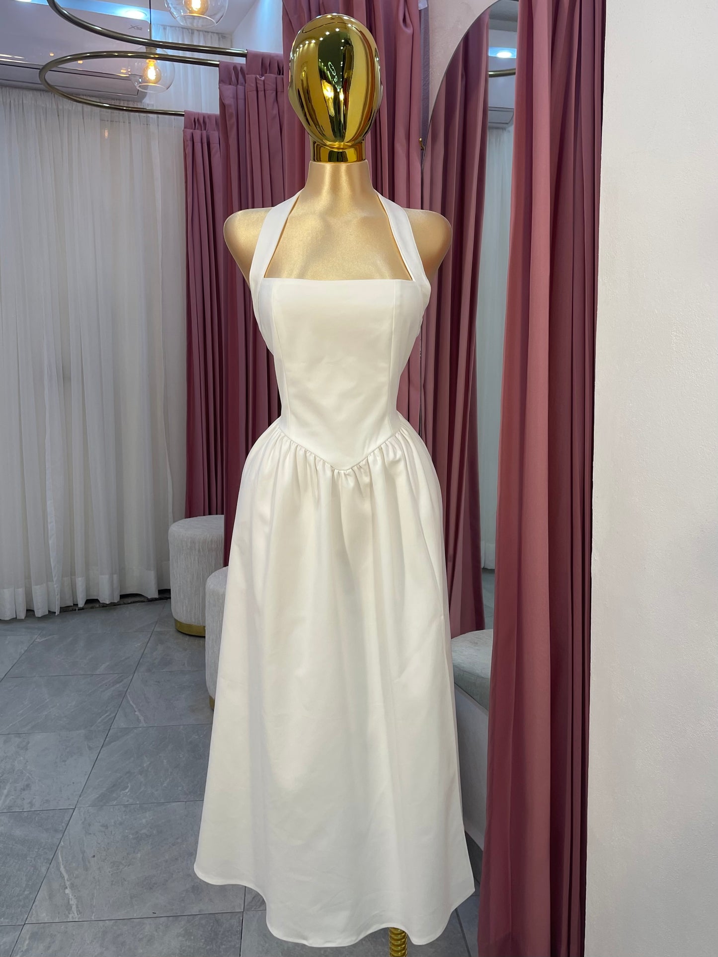 VESTIDO MIDI BLANCO HALTER