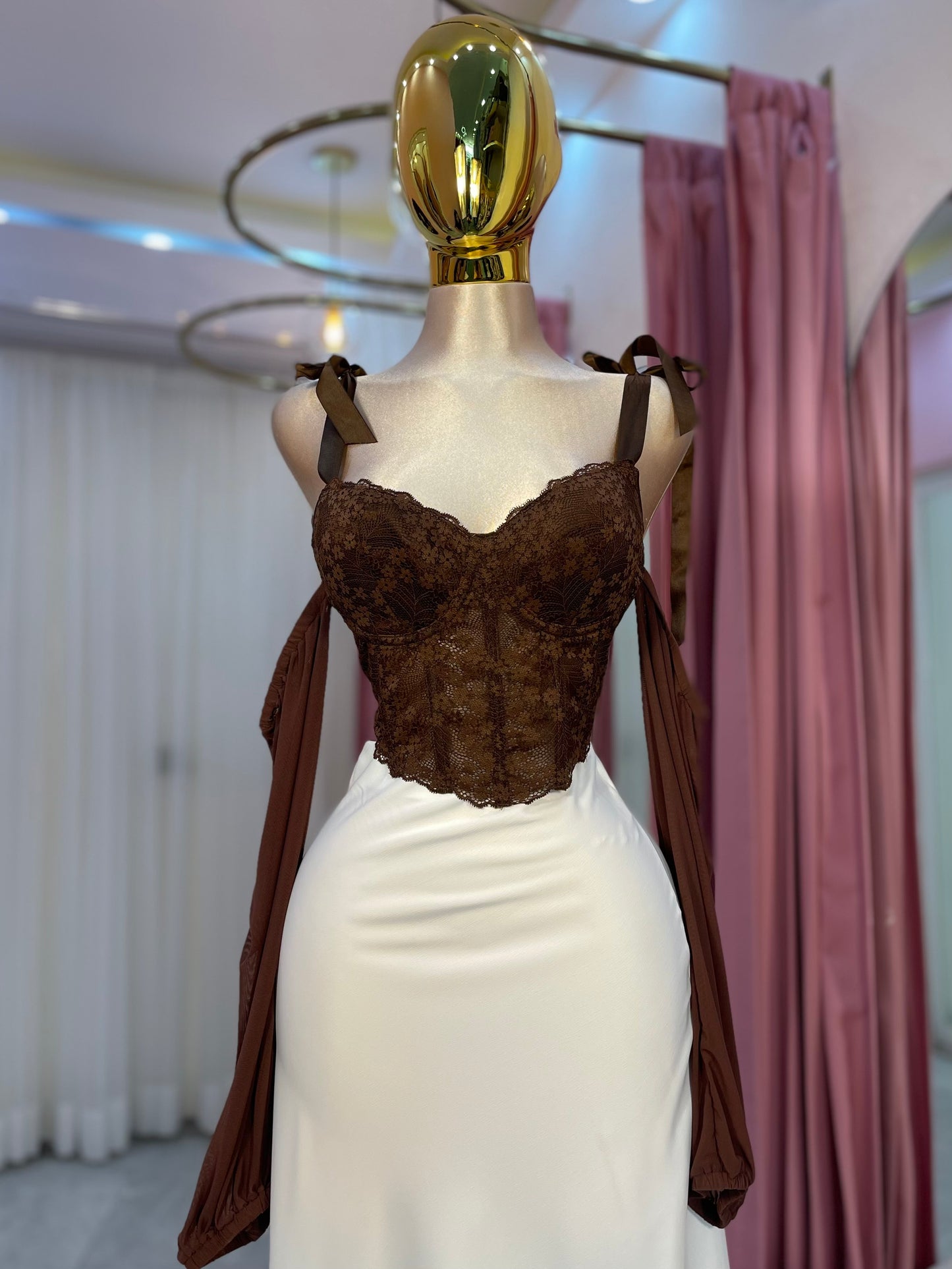 TOP CORSET ENCAJE CAFÉ