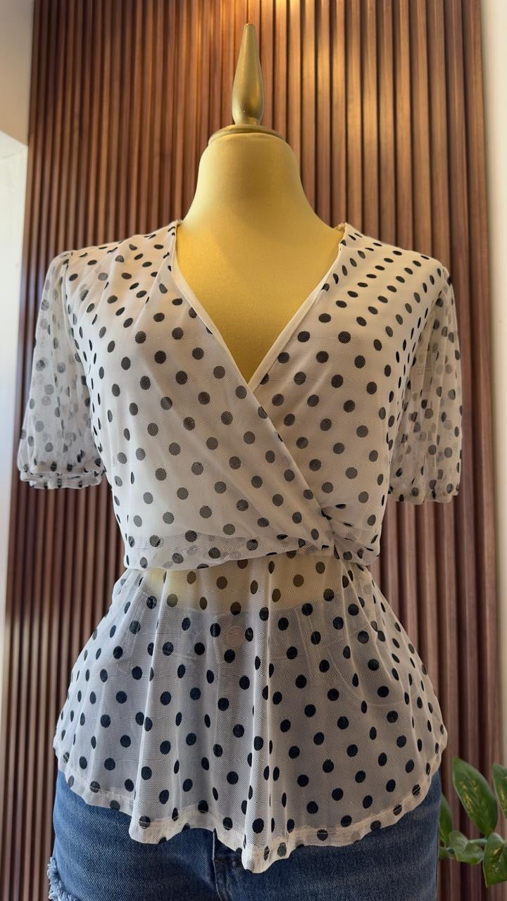 BLUSA BLANCA MESH LUNARES