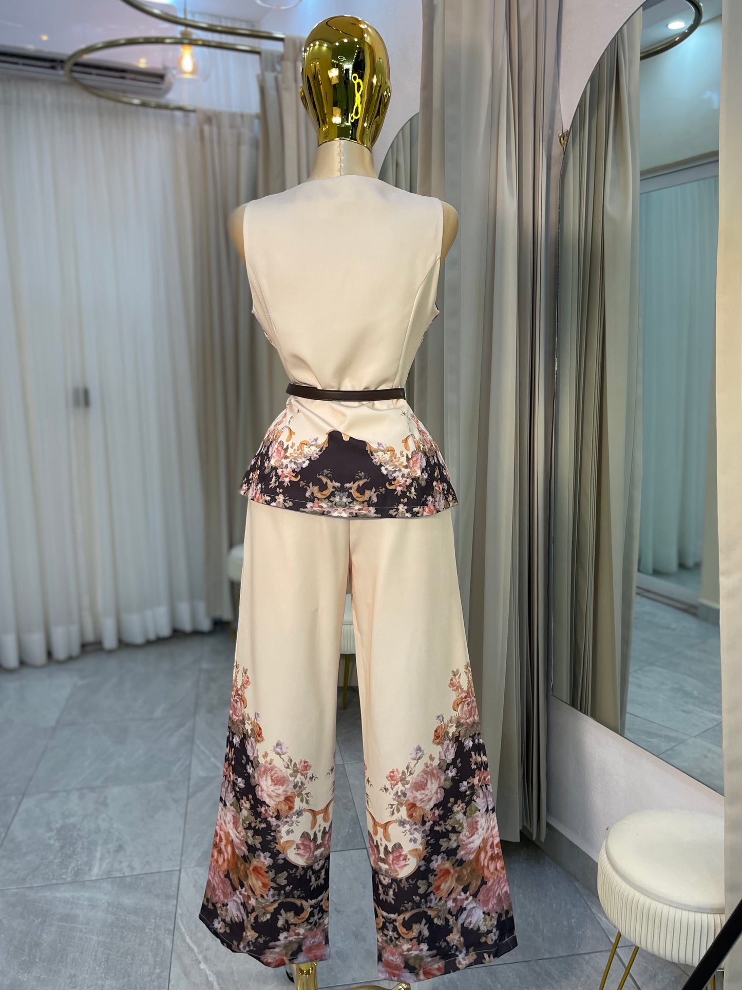 SET BEIGE ESTAMPADO VINTAGE