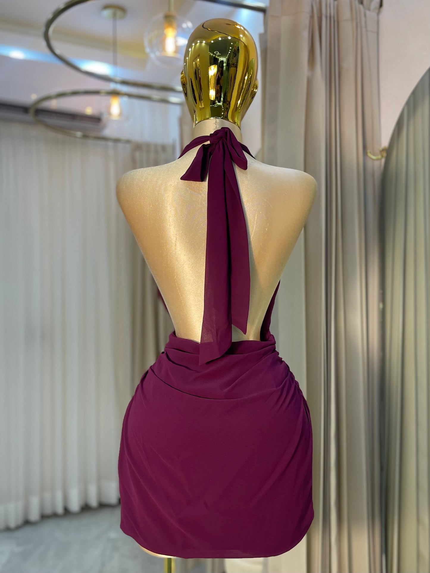 VESTIDO MINI MAGENTA CUELLO V