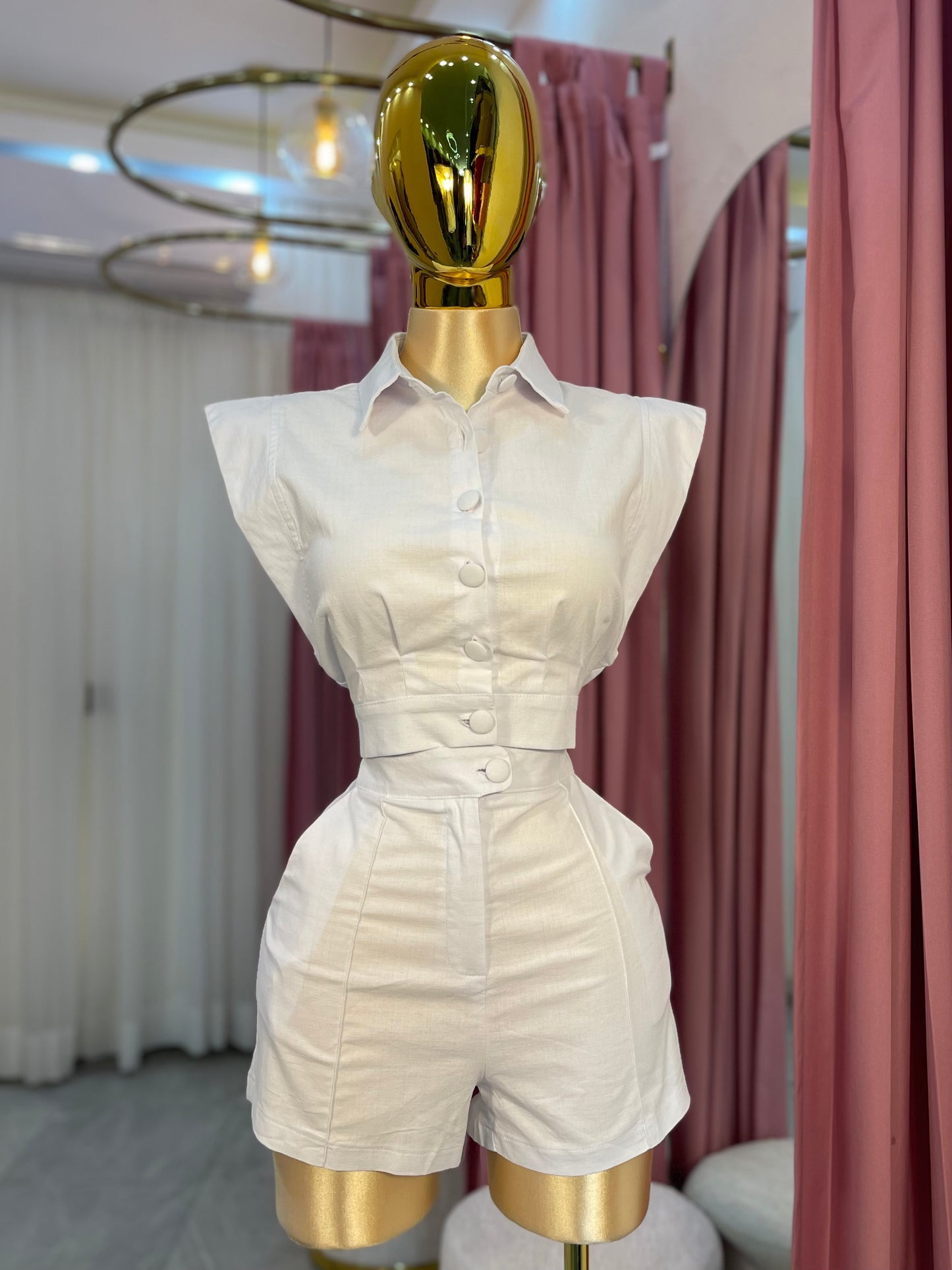 SET SHORT CHALECO BCO