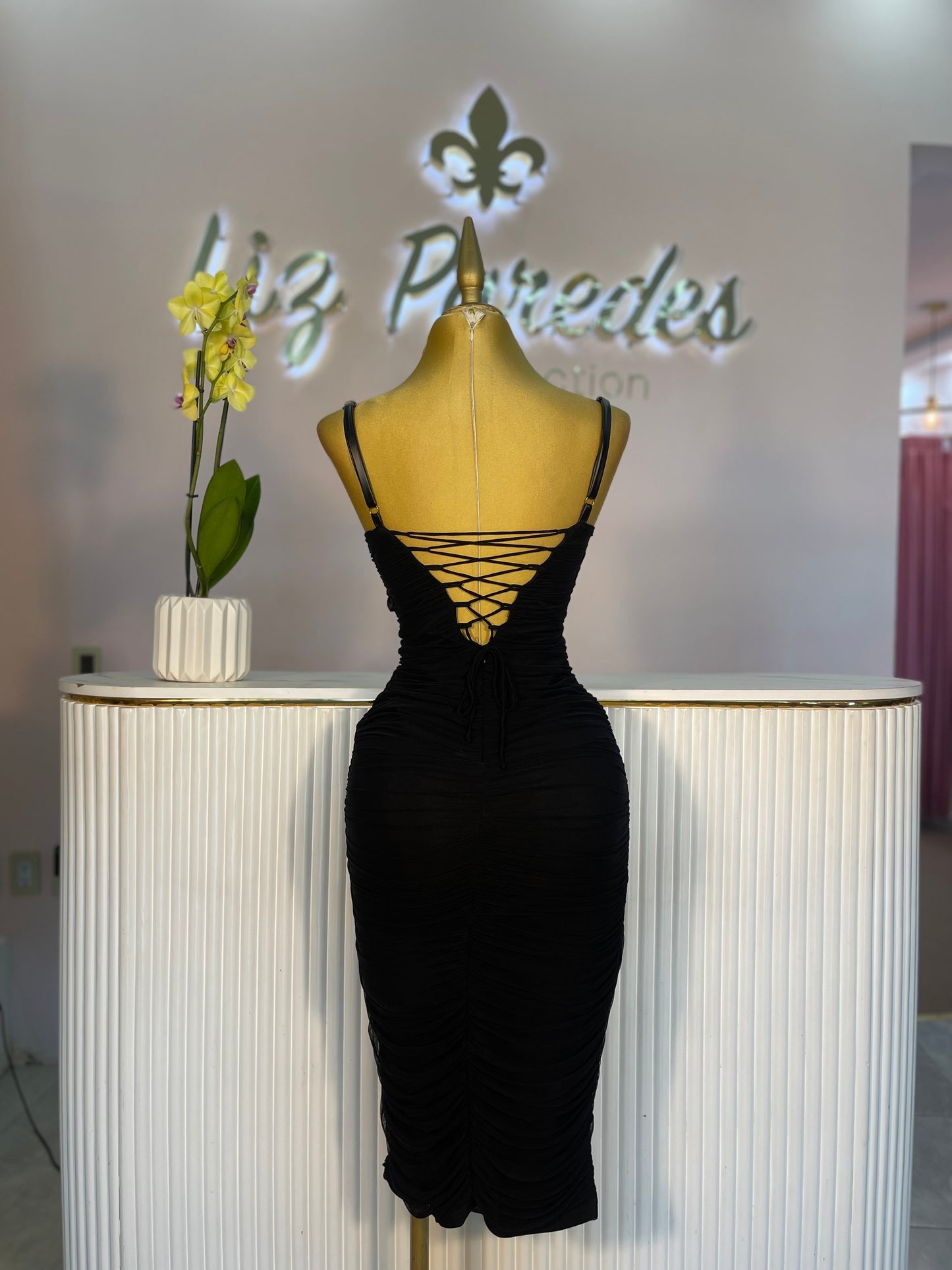 VESTIDO CORSET VINIPIEL/MESH