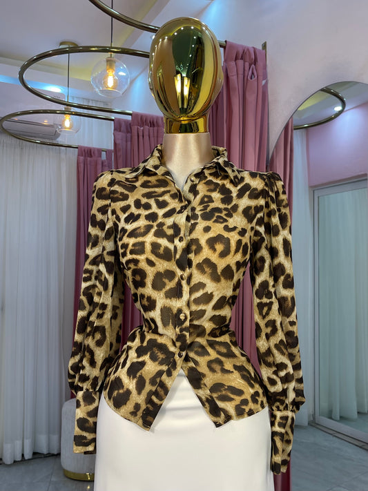 BLUSA ANIMAL PRINT CAFE/BEIGE