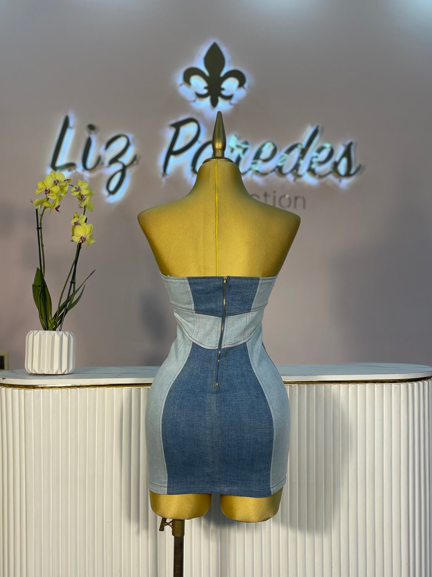 VESTIDO-MINI DEMIN BICOLOR