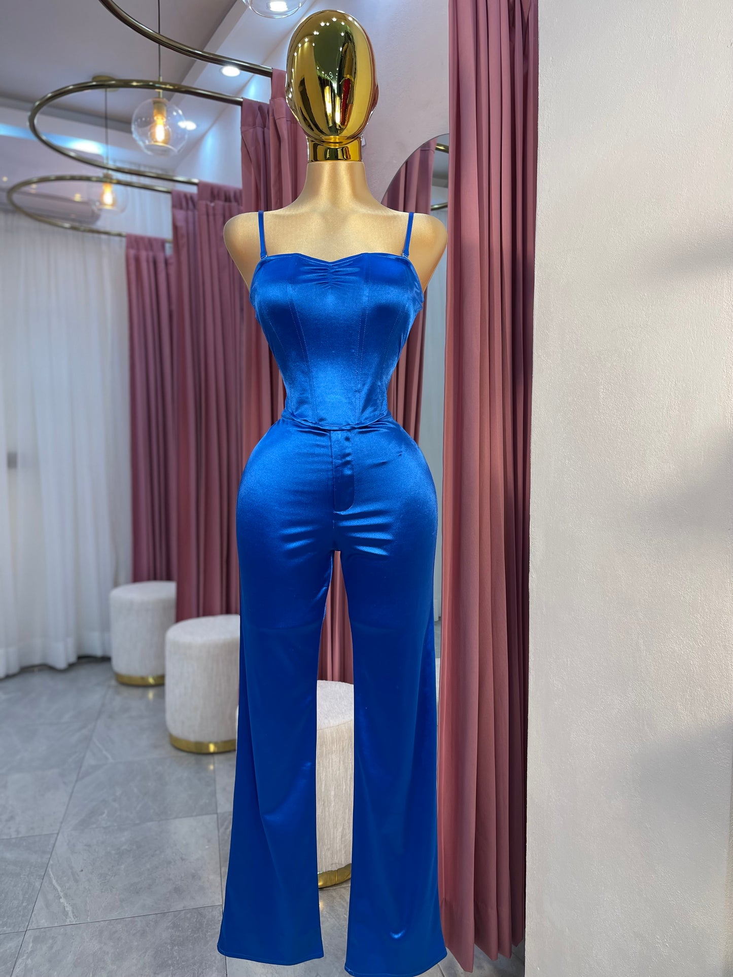SET SATIN AZUL LICRA