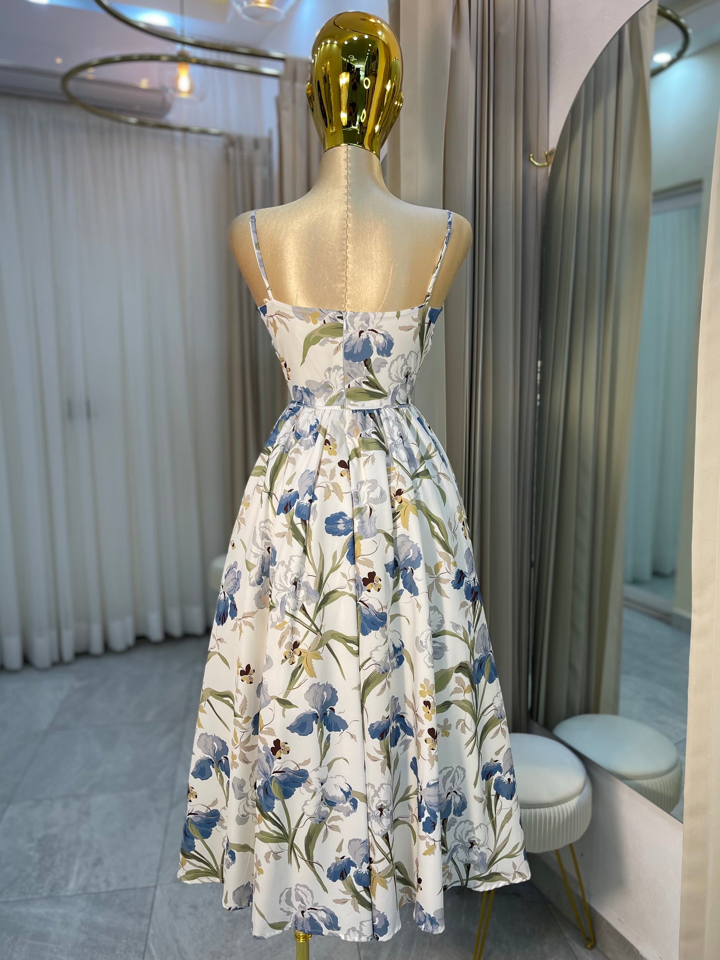 VESTIDO MIDI PRINCESA BCO/AZUL/VERDE