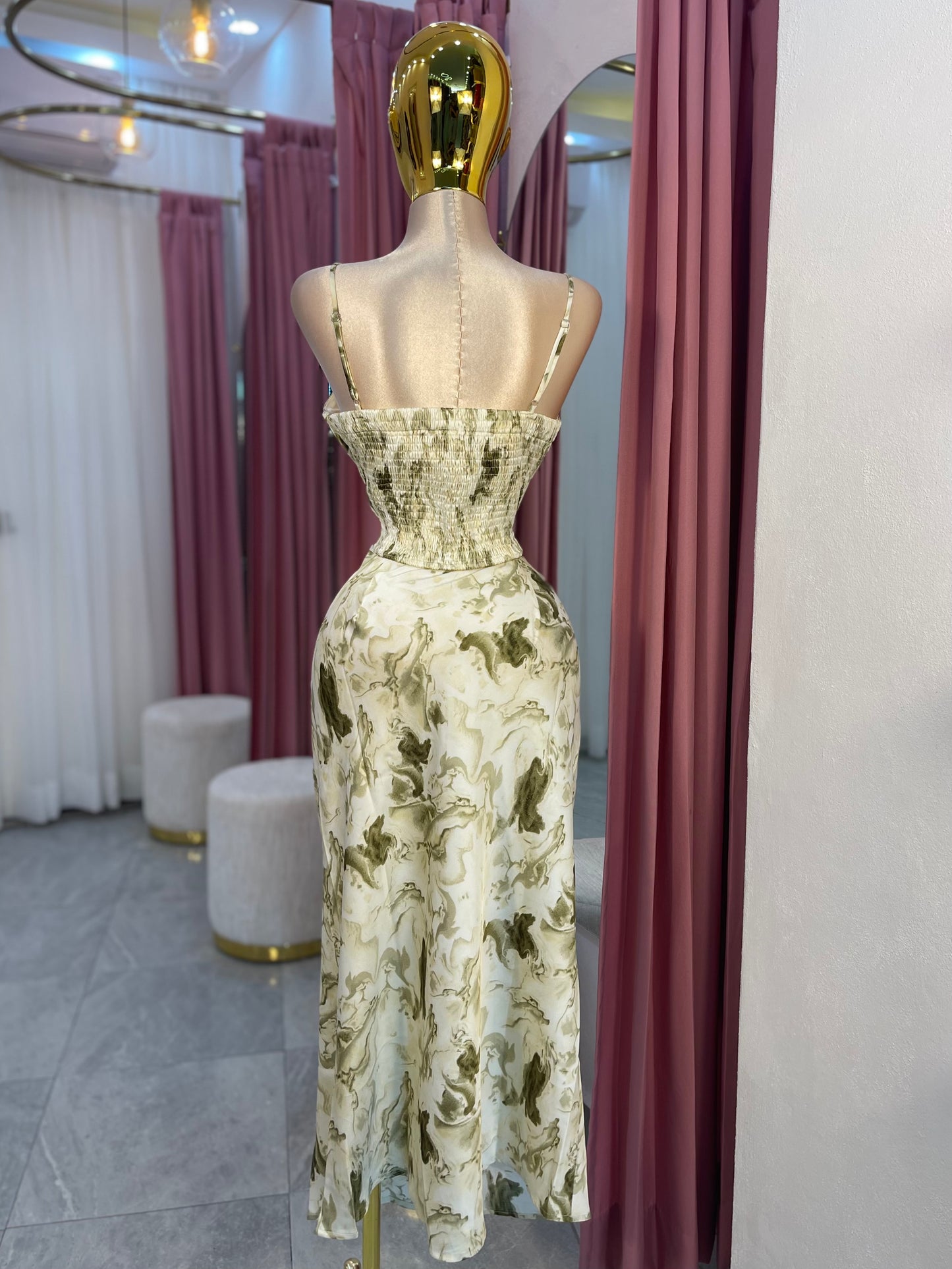 SET FALDA/TOP SATIN FLORES