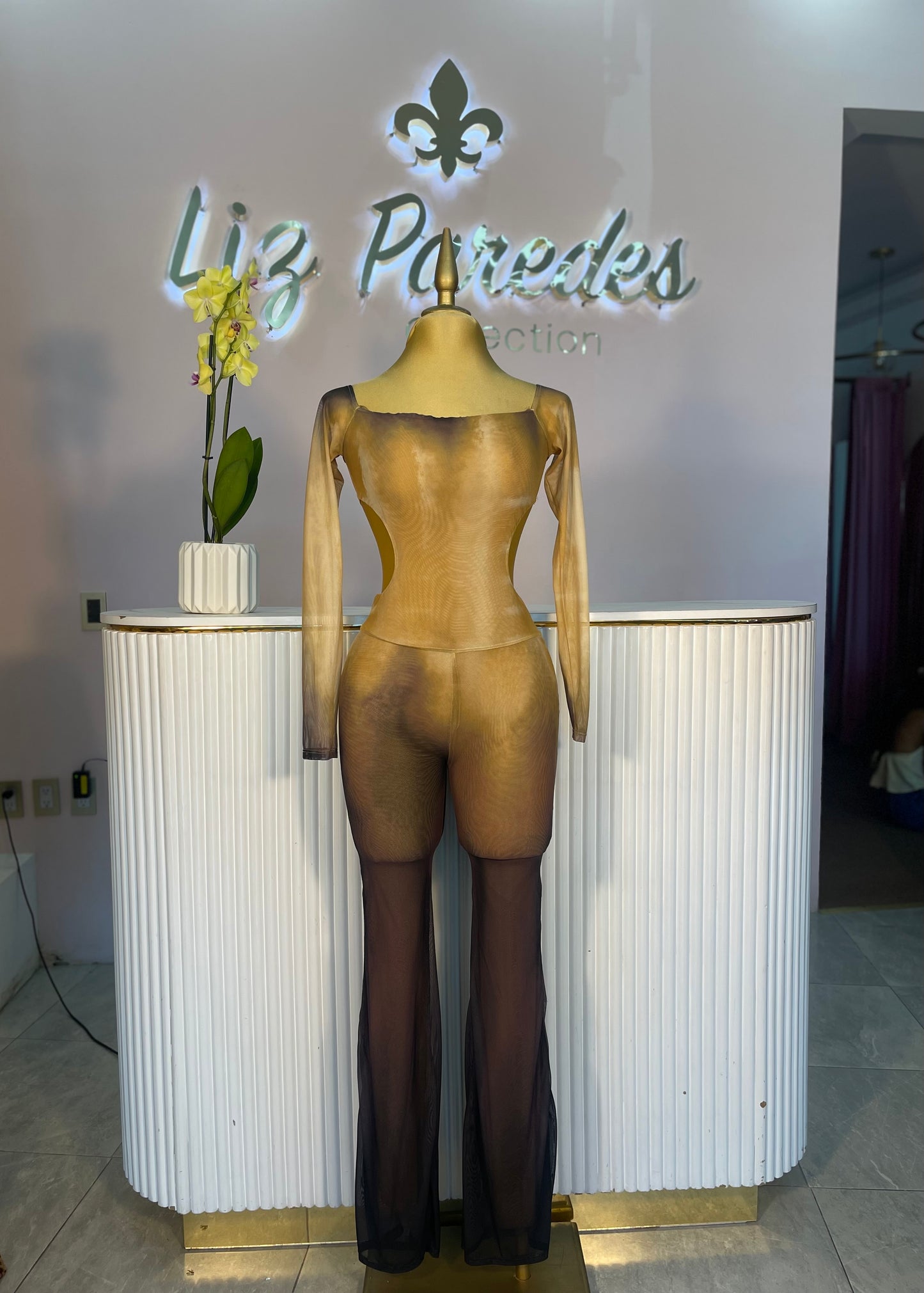JUMPSUIT MESH MANGA LARGA