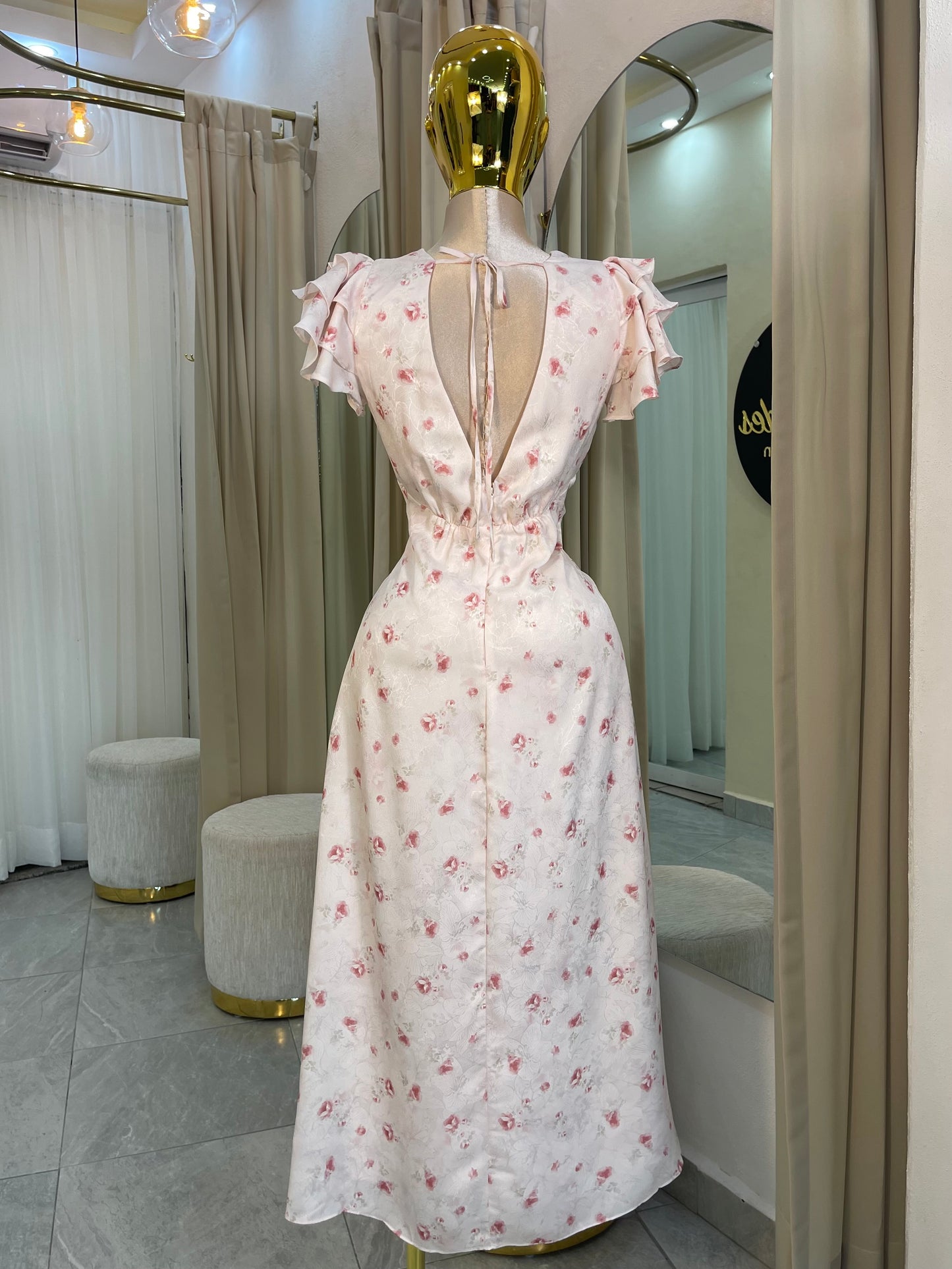 VESTIDO MAXI MANGA CON VOLANTES