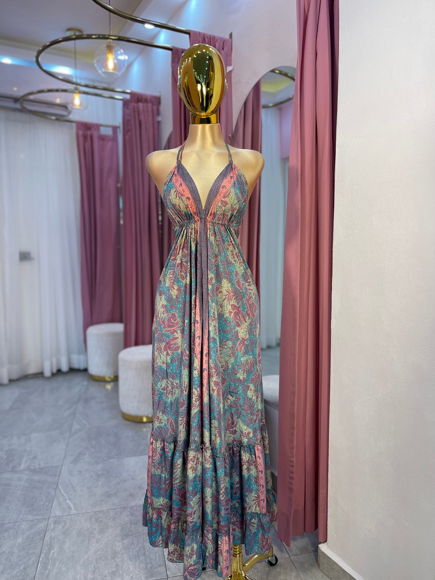 VESTIDO MAXI HINDÚ HALTER