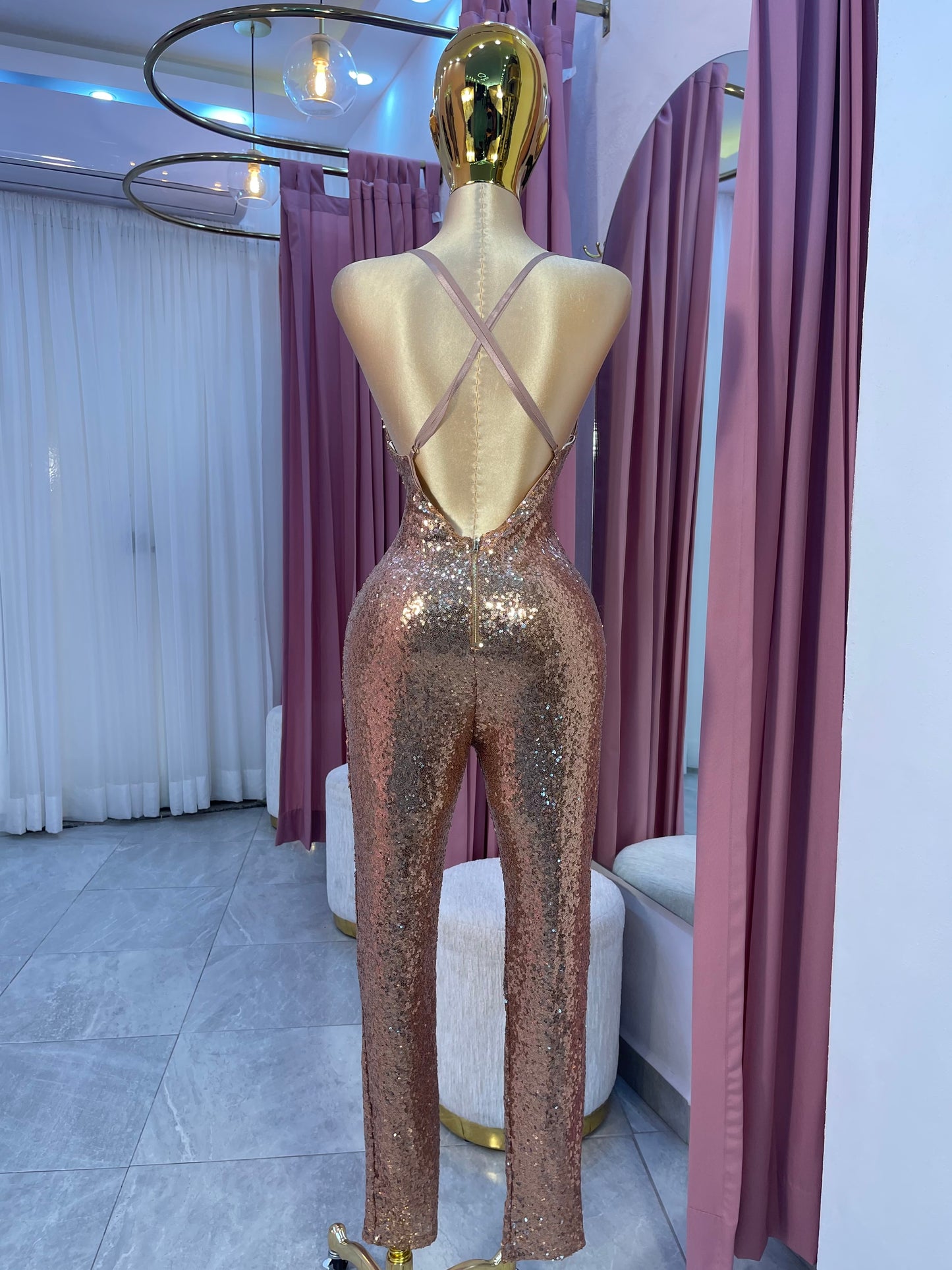 JUMPSUIT LENTEJUELA ROSE GOLD
