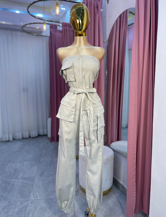 JUMPSUIT CARGO NUDE STRAPLES