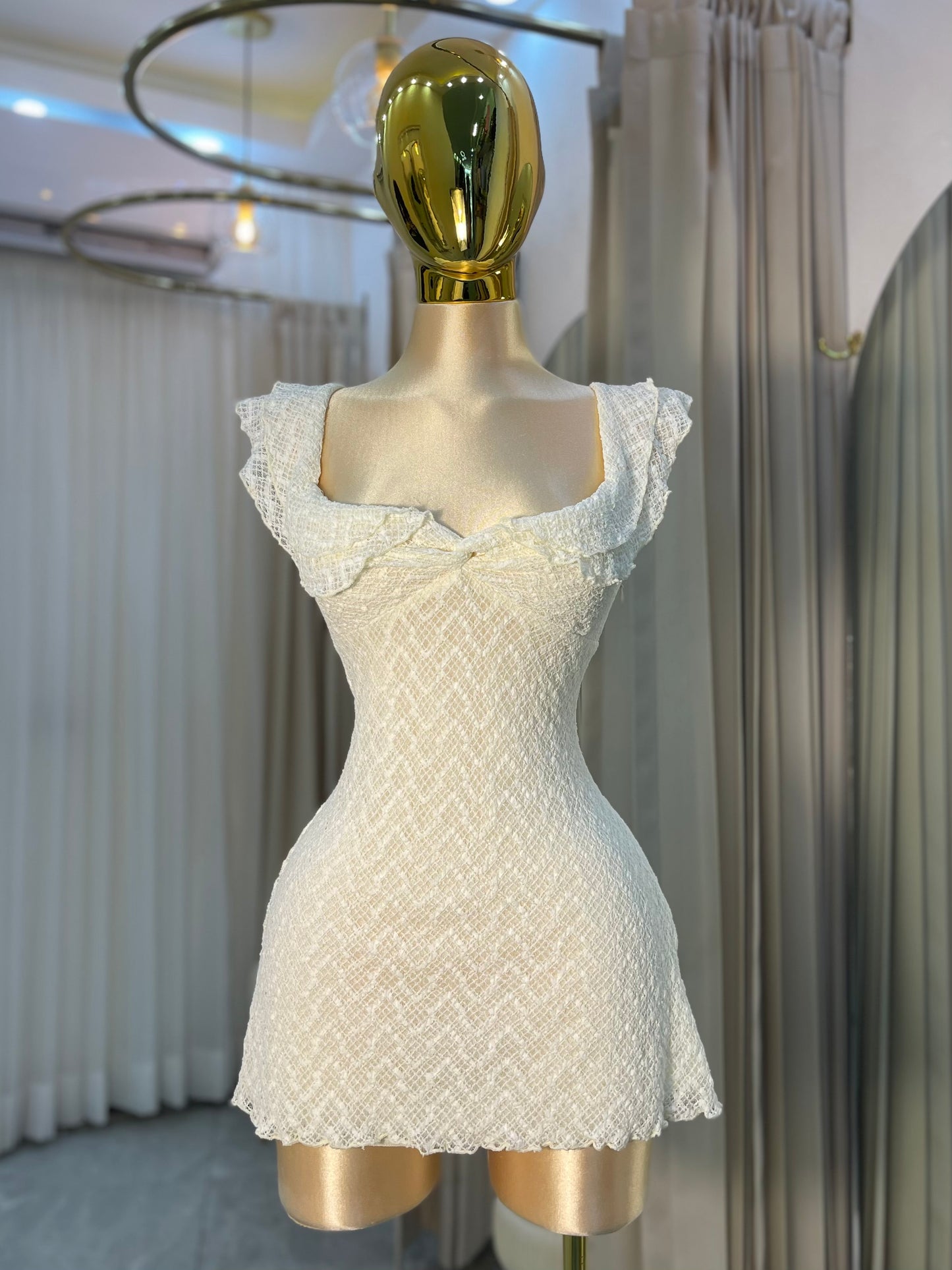 VESTIDO MINI NATURAL MANGA