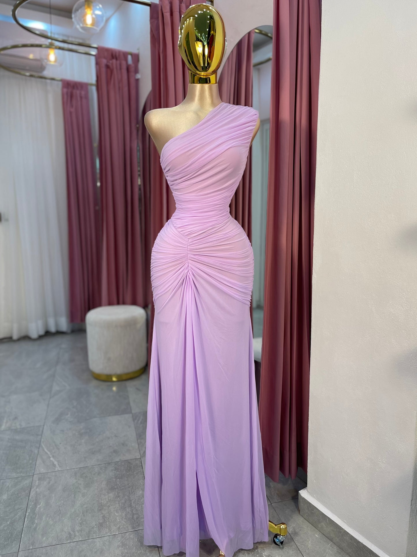 VESTIDO MAXI MESH ONE SHOULDER