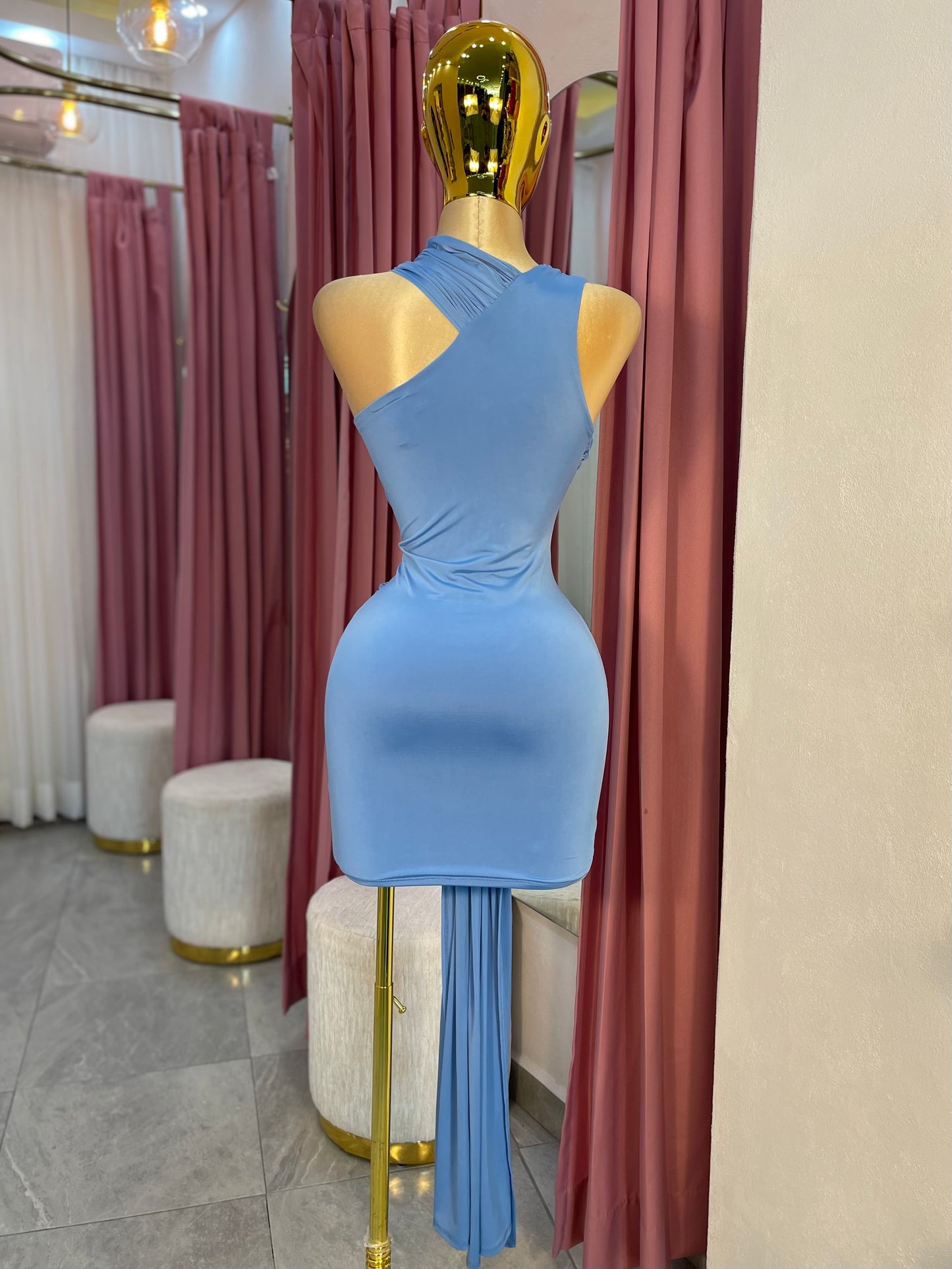VESTIDO MINI AZUL HEBILLA