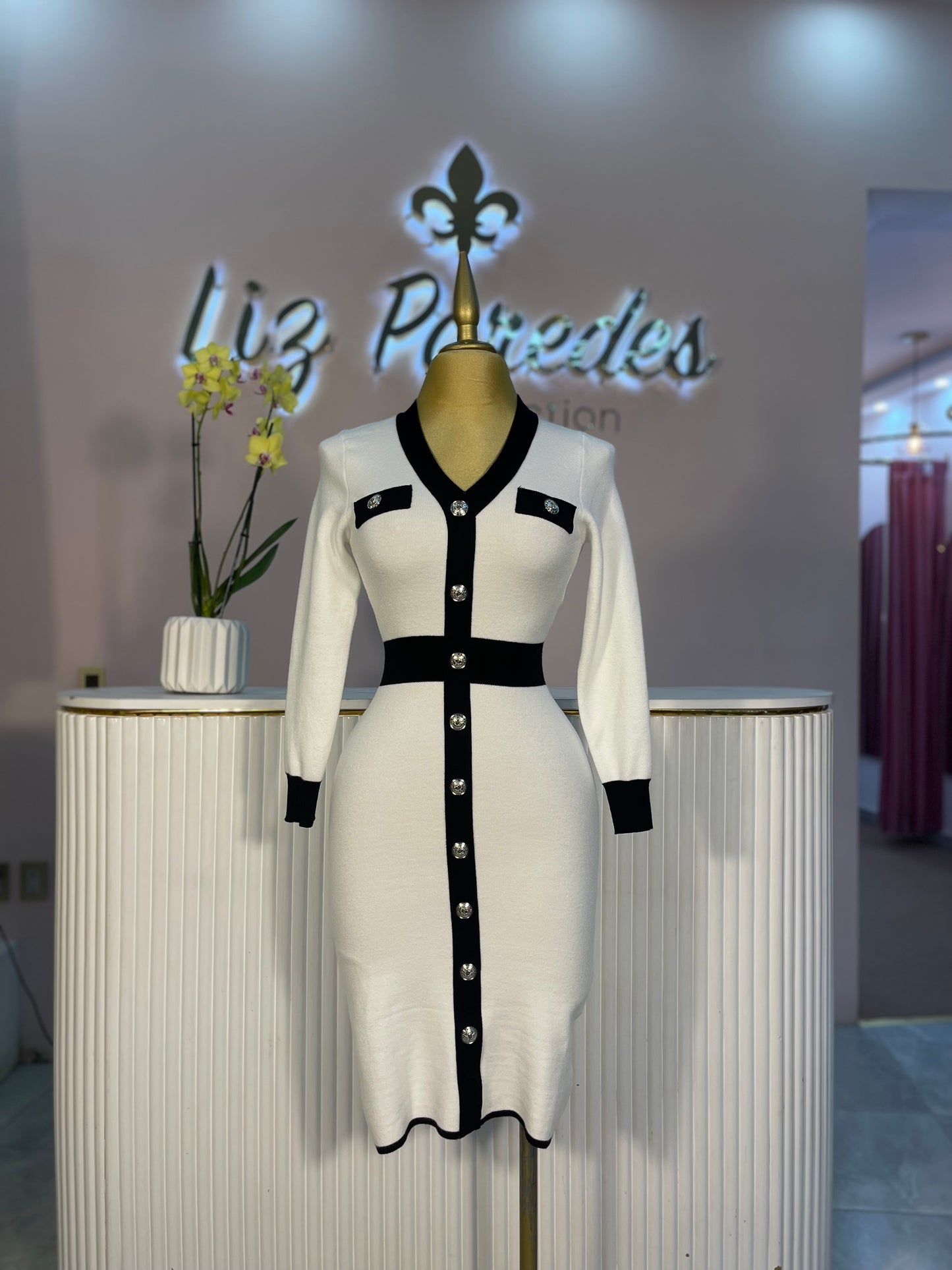 VESTIDO MIDI PUNTO MANGA LARGA