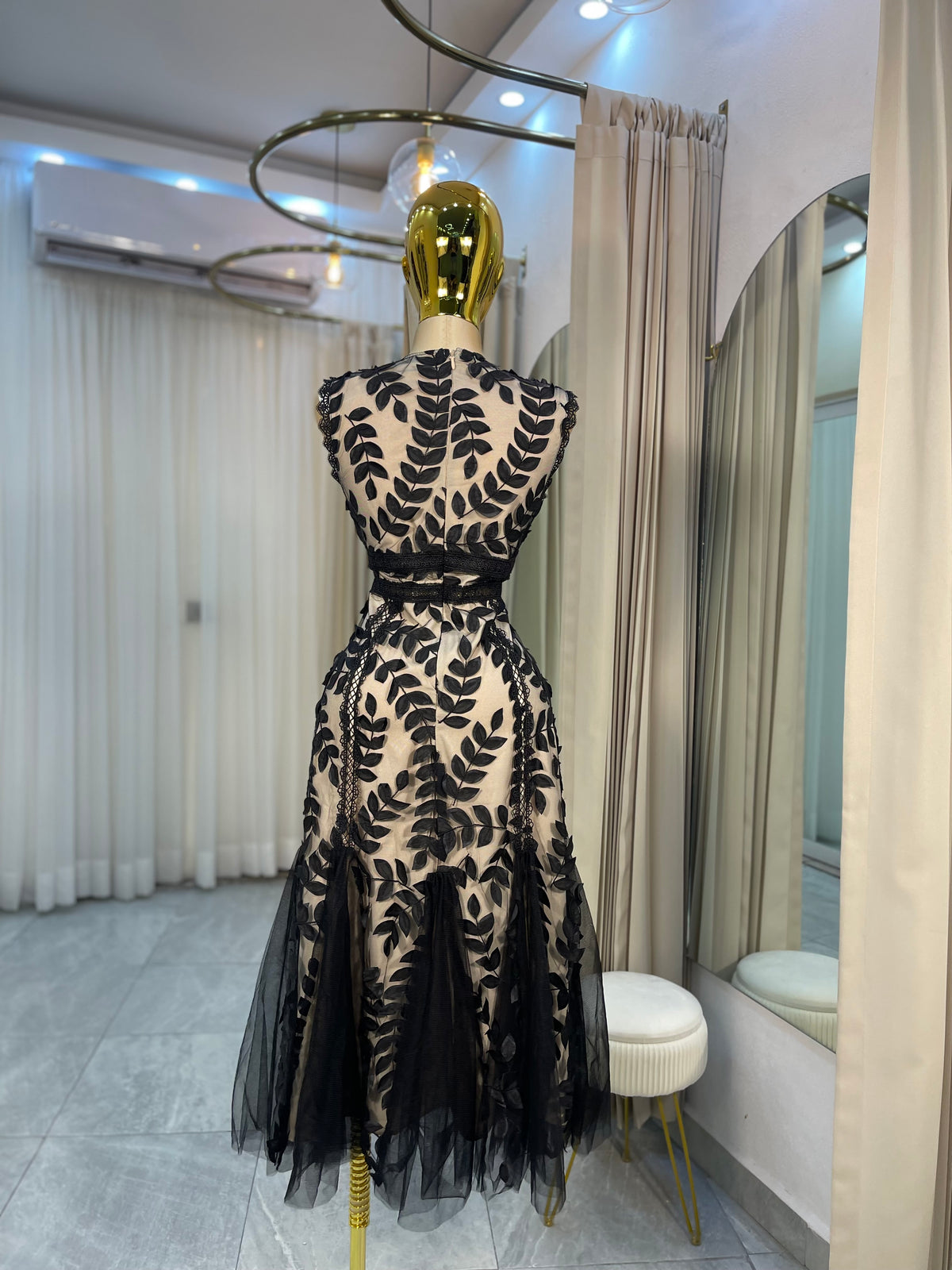 VESTIDO MIDI SIRENA HOJAS