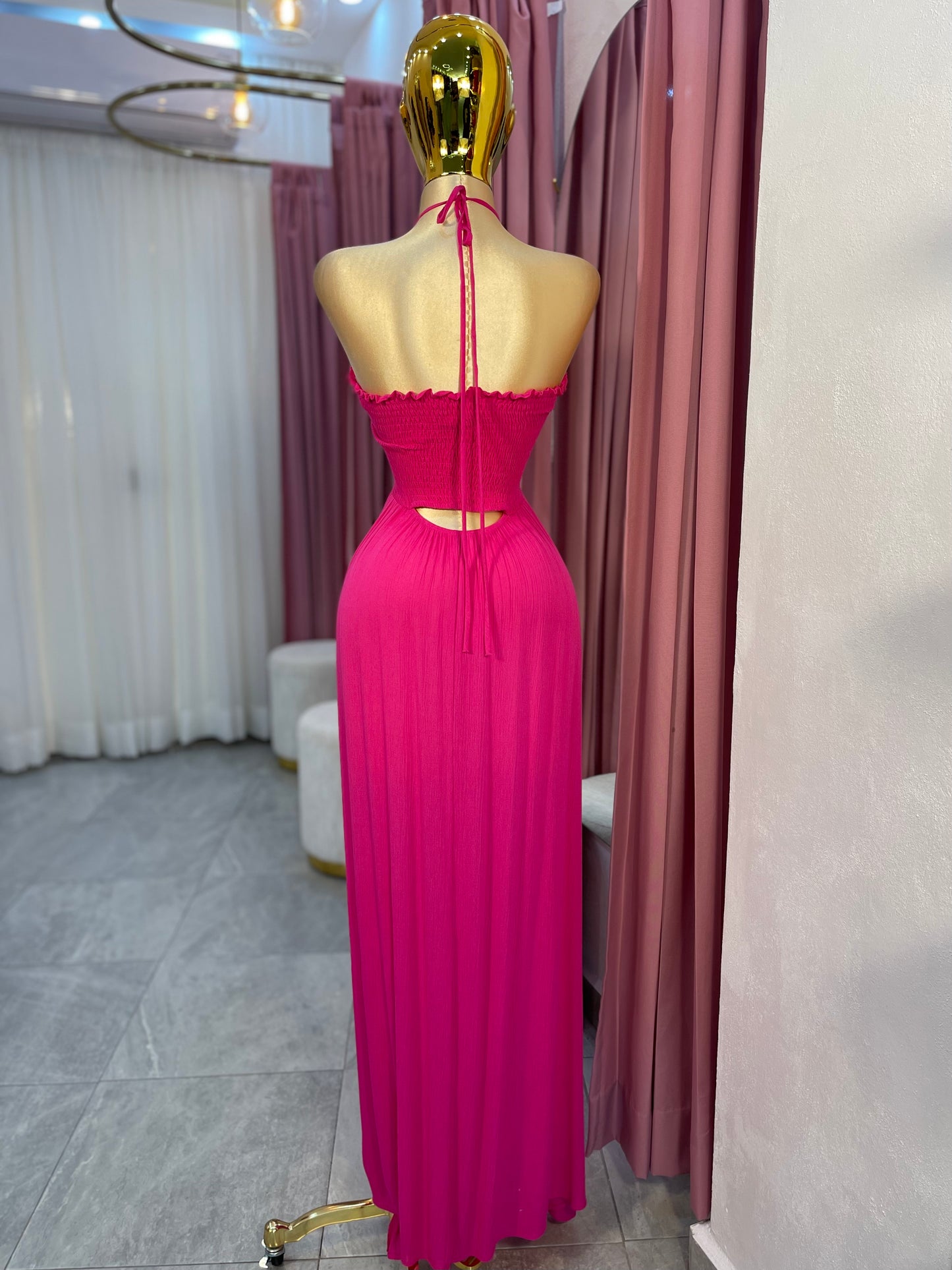 VESTIDO MAXI LINO HALTER