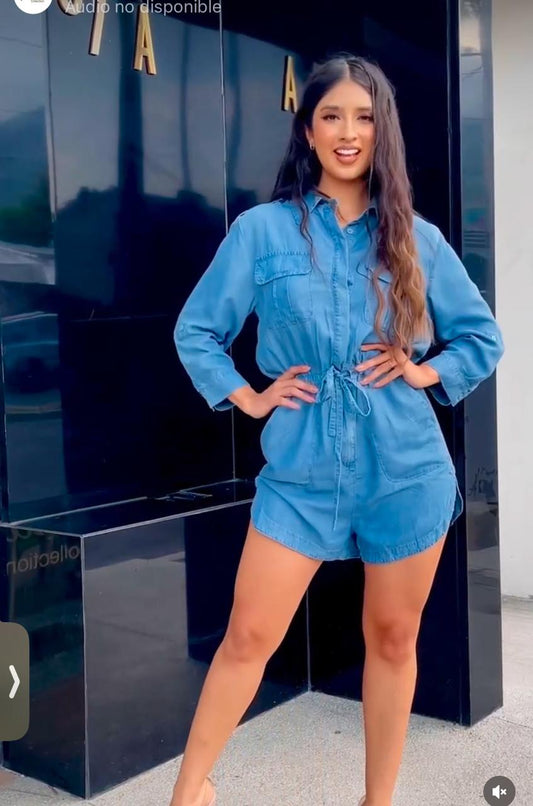ROMPER DENIM MANGA LARGA BOTONES