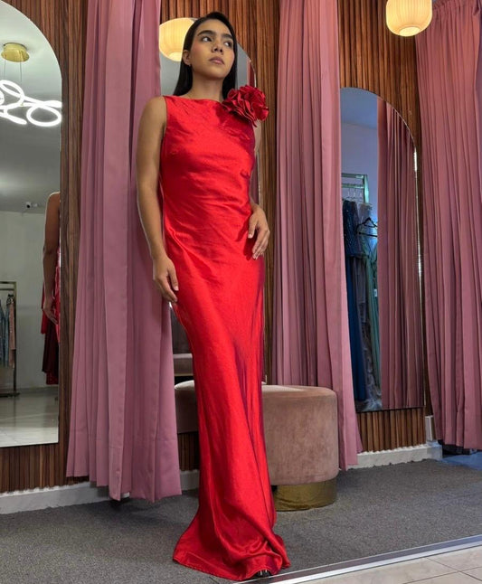 VESTIDO MAXI CORTE SIRENA FLORES