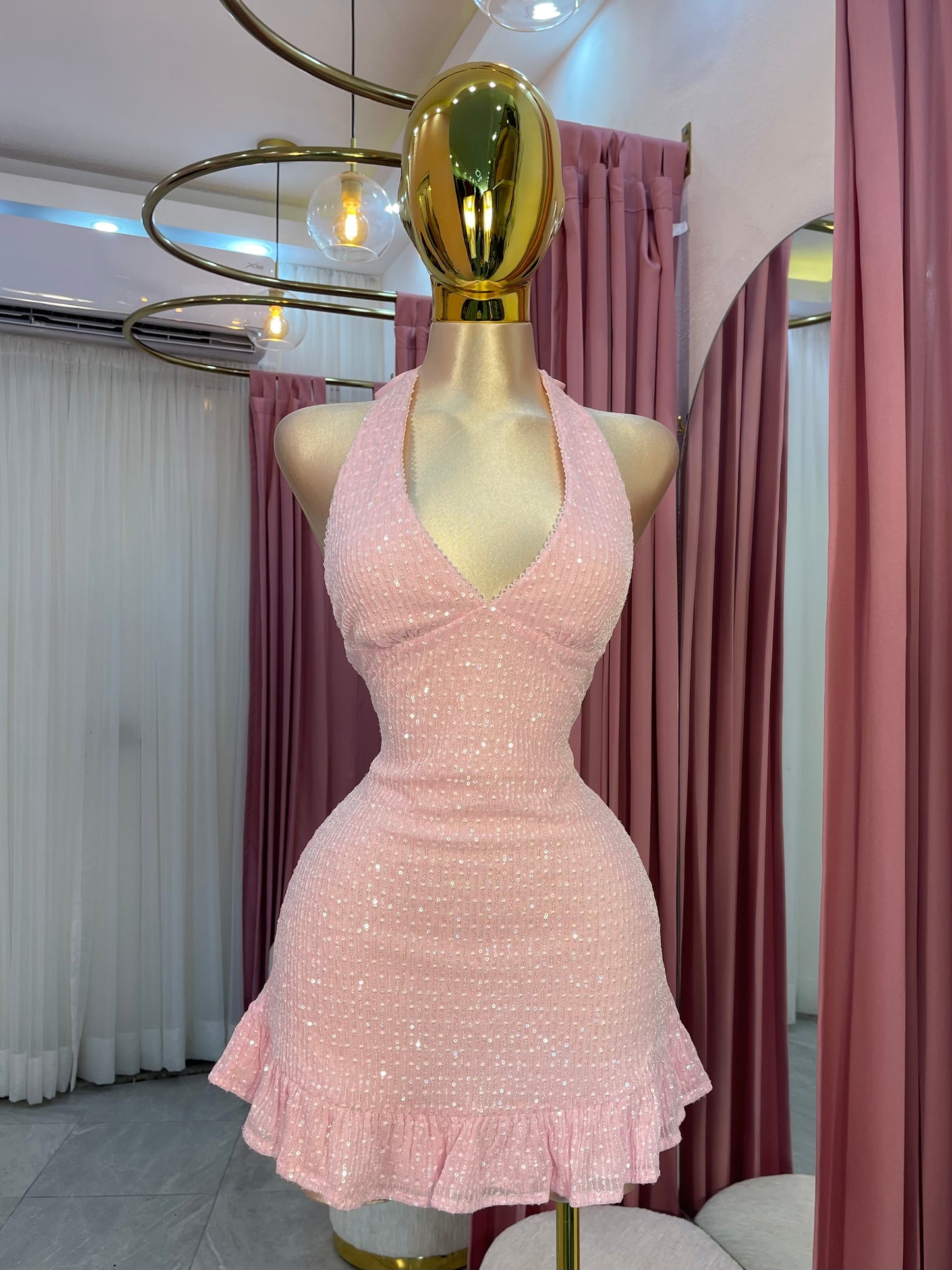 VESTIDO MINI ESC. V VOLANTE MINI