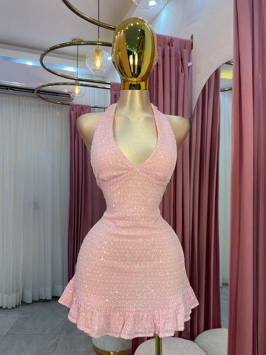 VESTIDO MINI ESC. V VOLANTE MINI