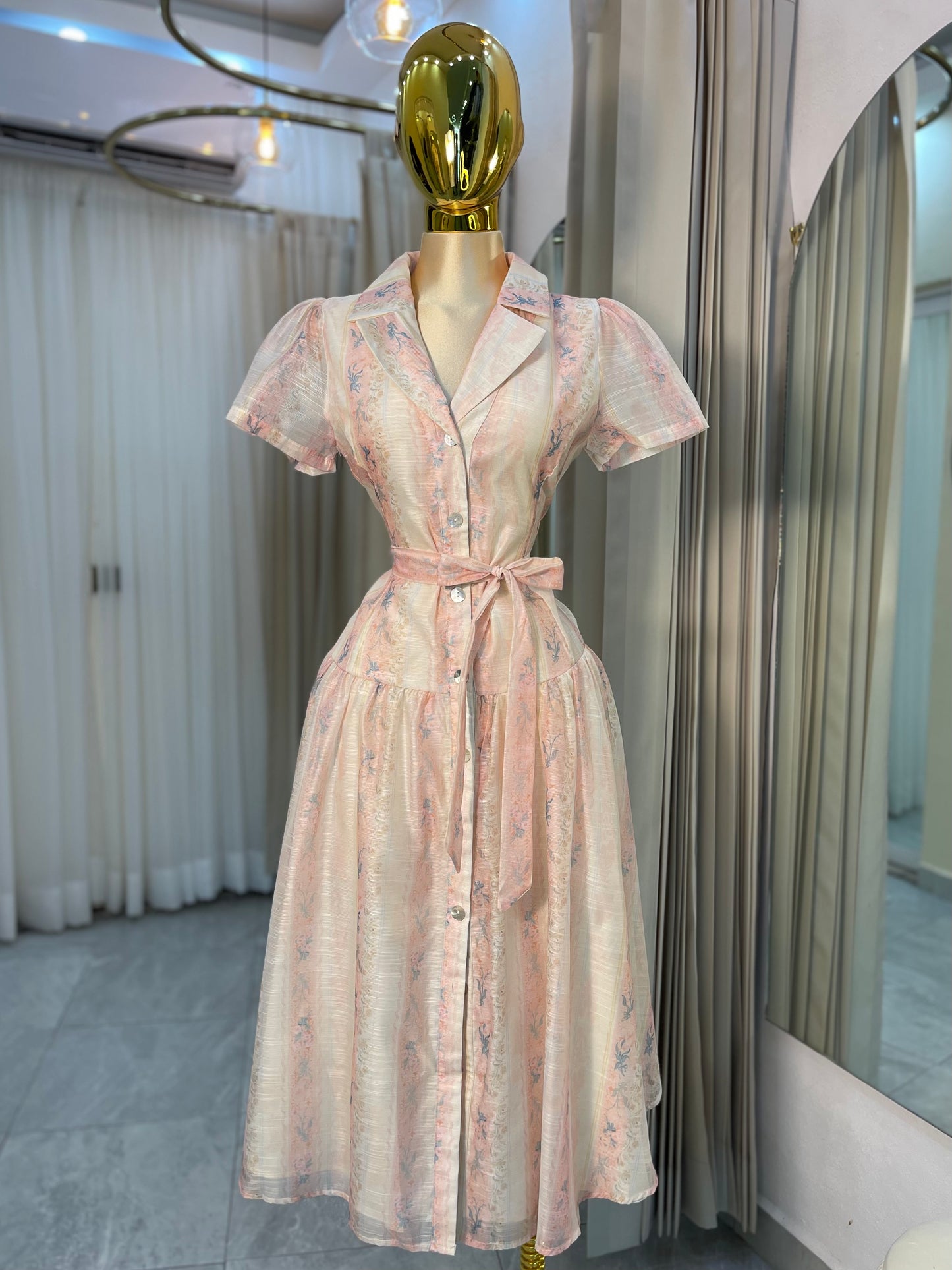 VESTIDO MIDI ESTAMPADO MANGA CORTA