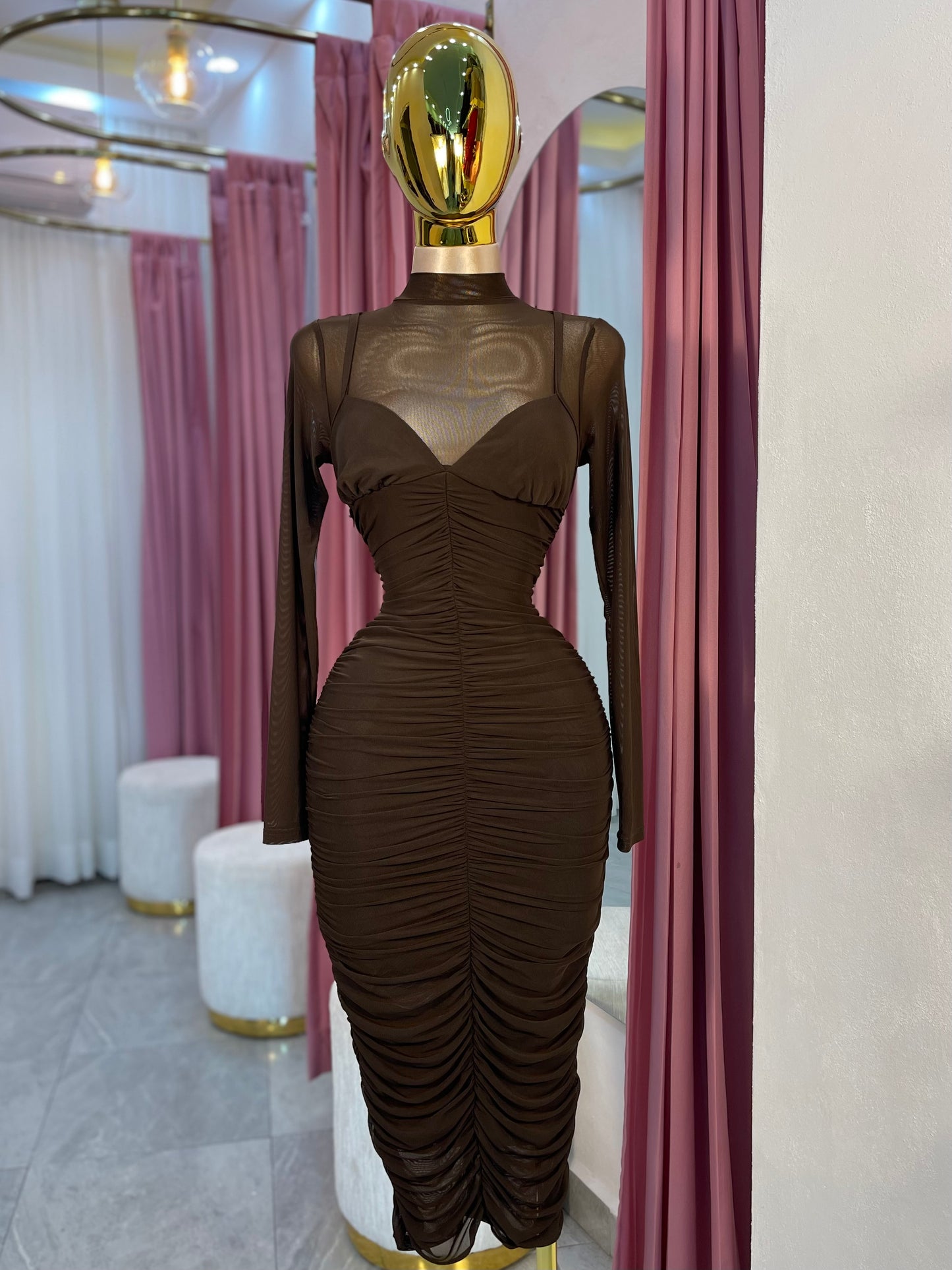 VESTIDO MIDI MESH BRA