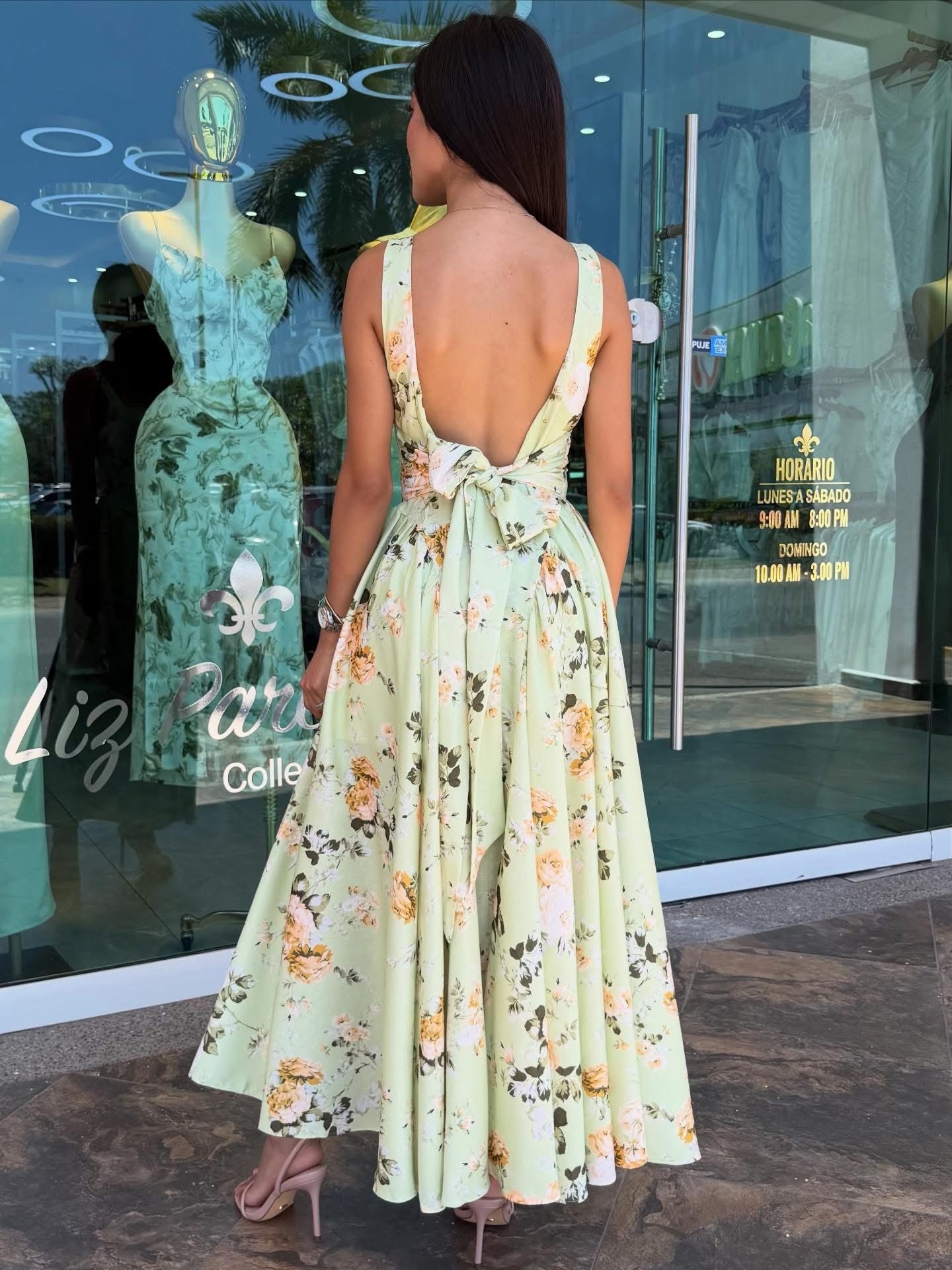 VESTIDO EST. MIDI CORTE A VERDE