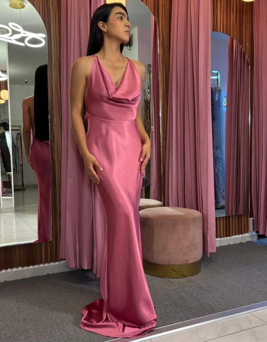 VESTIDO SATIN ESCOTE TIRAS MF23066