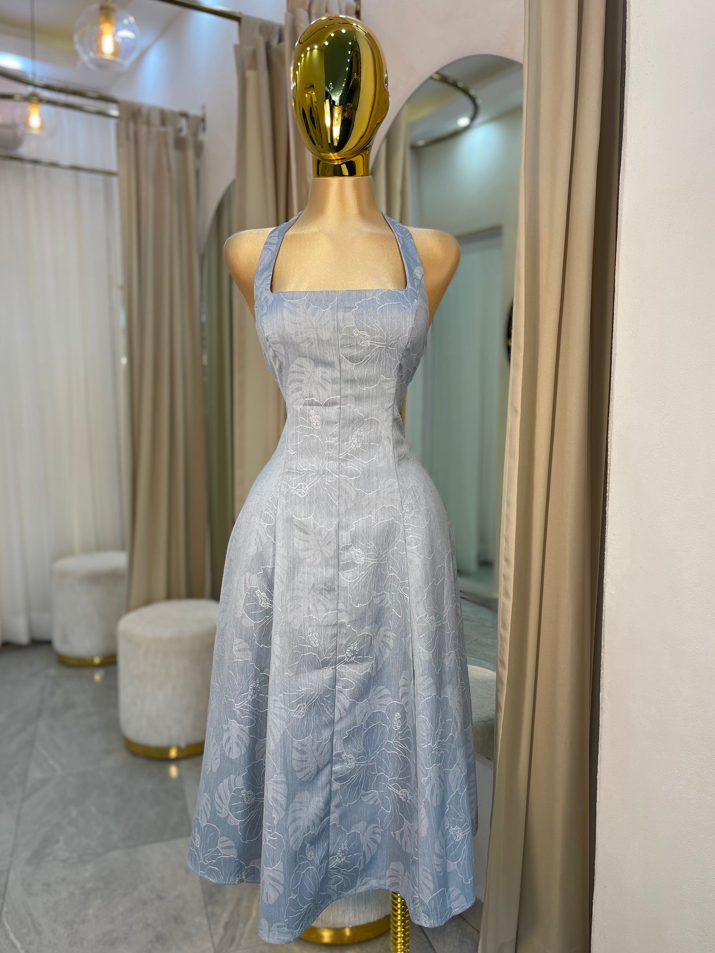 VESTIDO MIDI DENIM HALTER