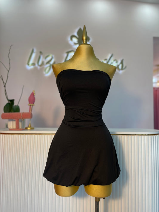 VESTIDO MINI GLOBO NEGRO