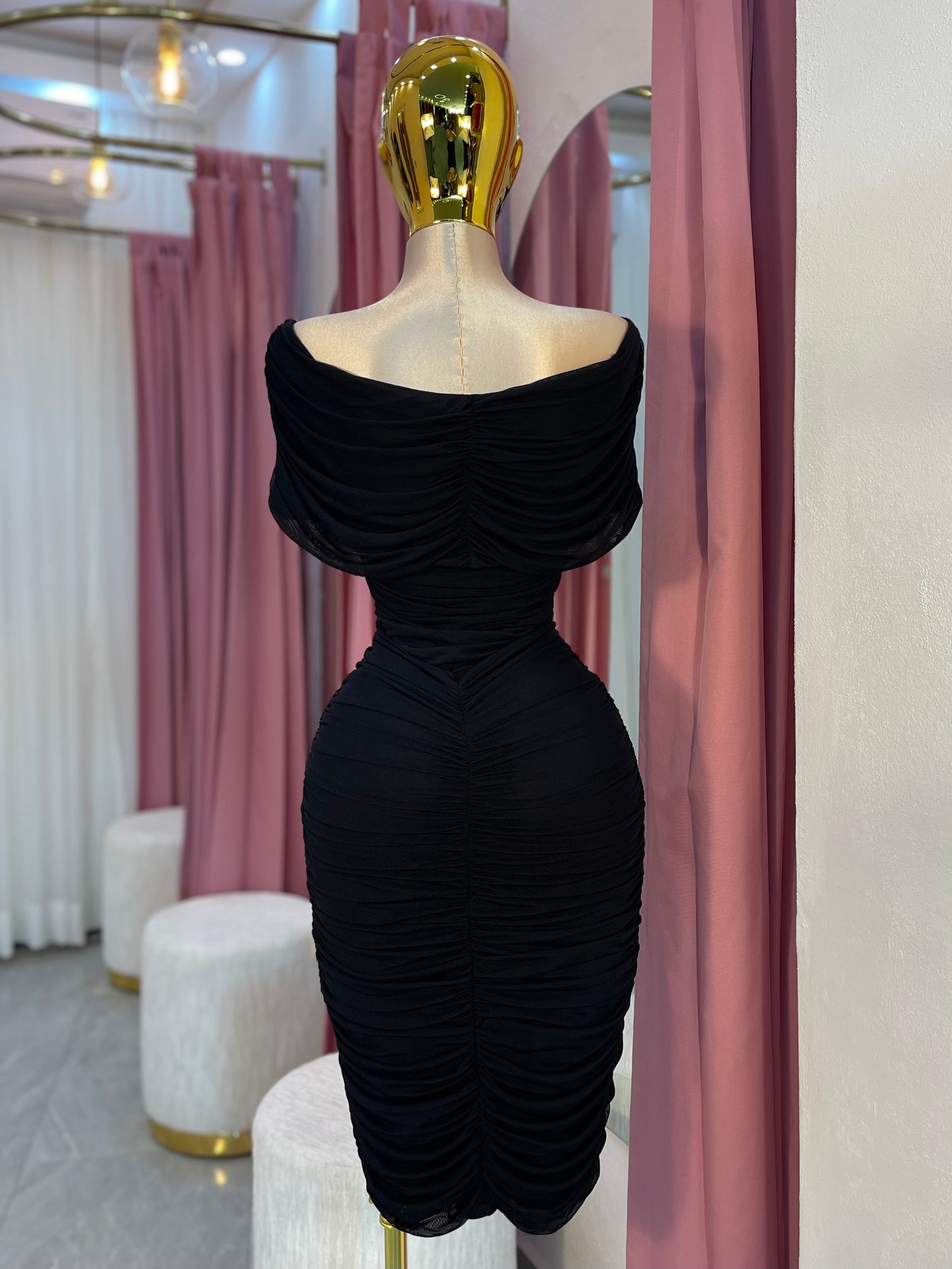 VESTIDO MIDI MESH OFF SHOULDER
