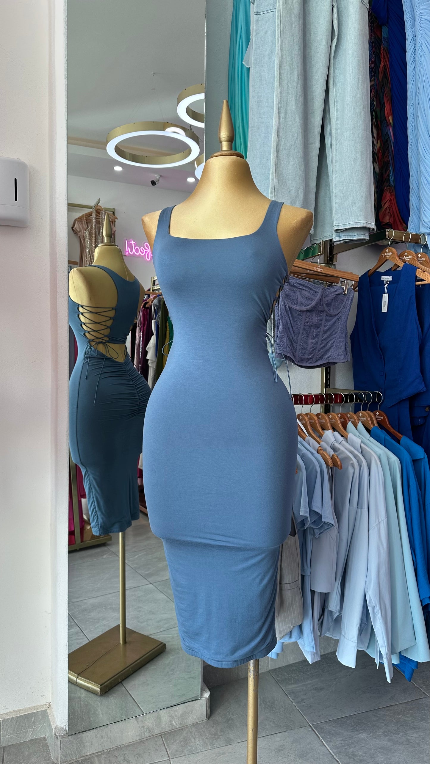 VESTIDO ALGODON CINTAS LATERALES
