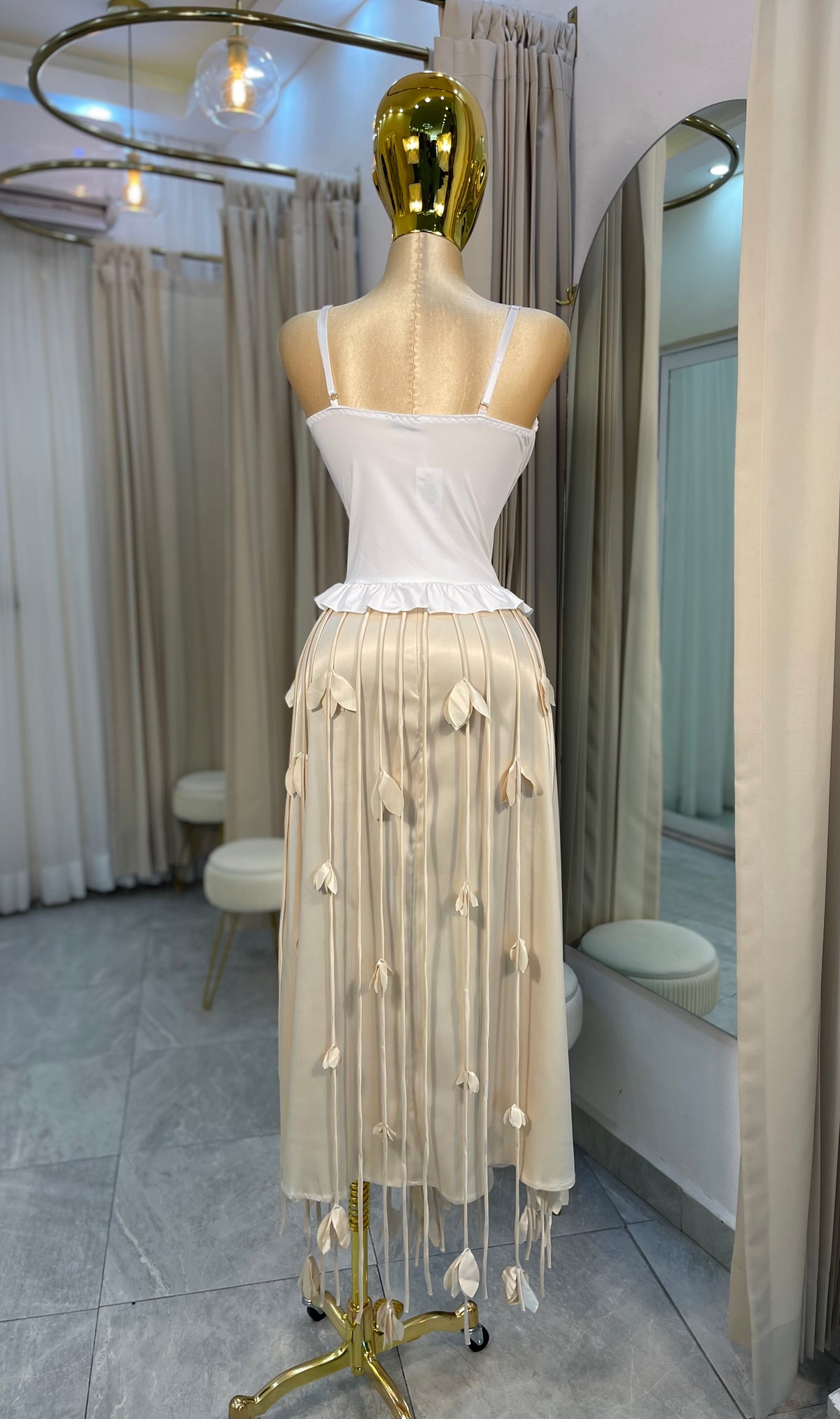 FALDA MAXI FLORES 3D SATIN