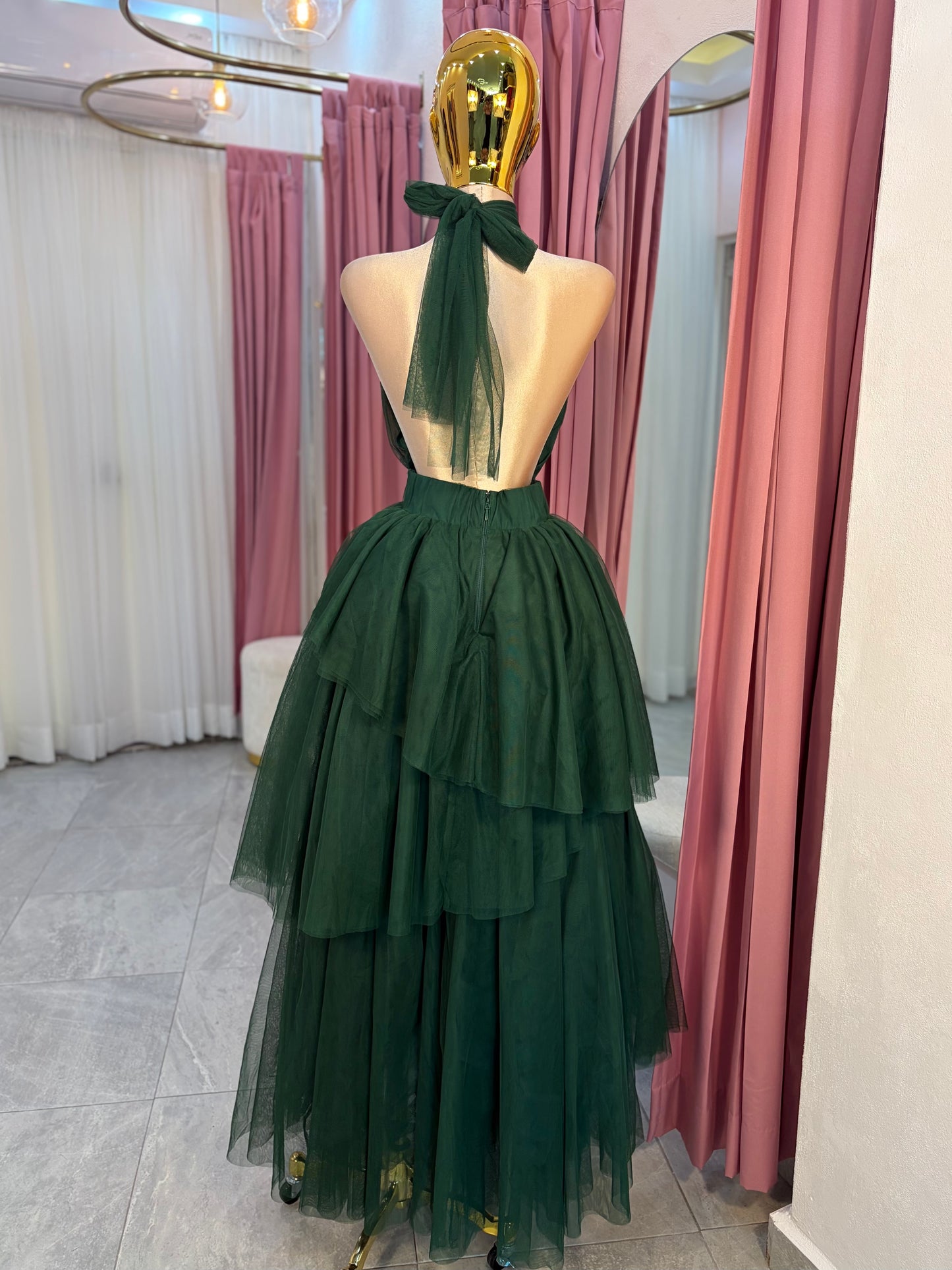 MAXIVESTIDO VERDE ESMERALDA TUL