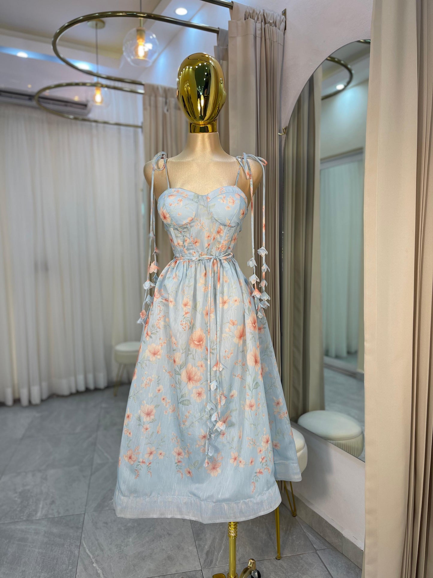 VESTIDO MIDI CORTE A EB FLORES