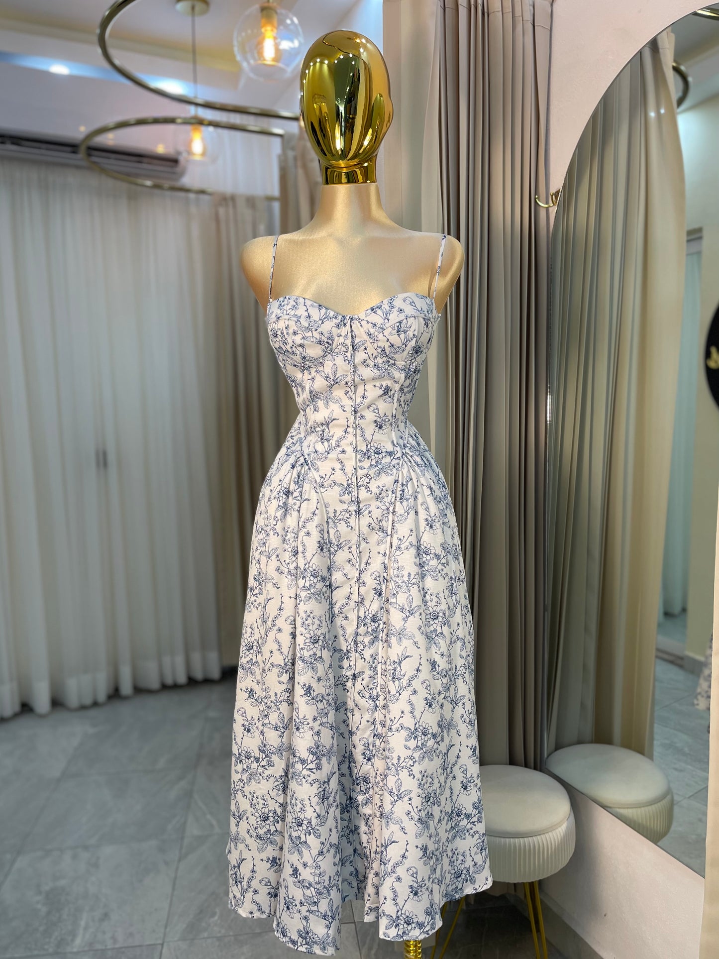 VESTIDO MIDI PRINCESA EST. MINI BLANCO AZUL