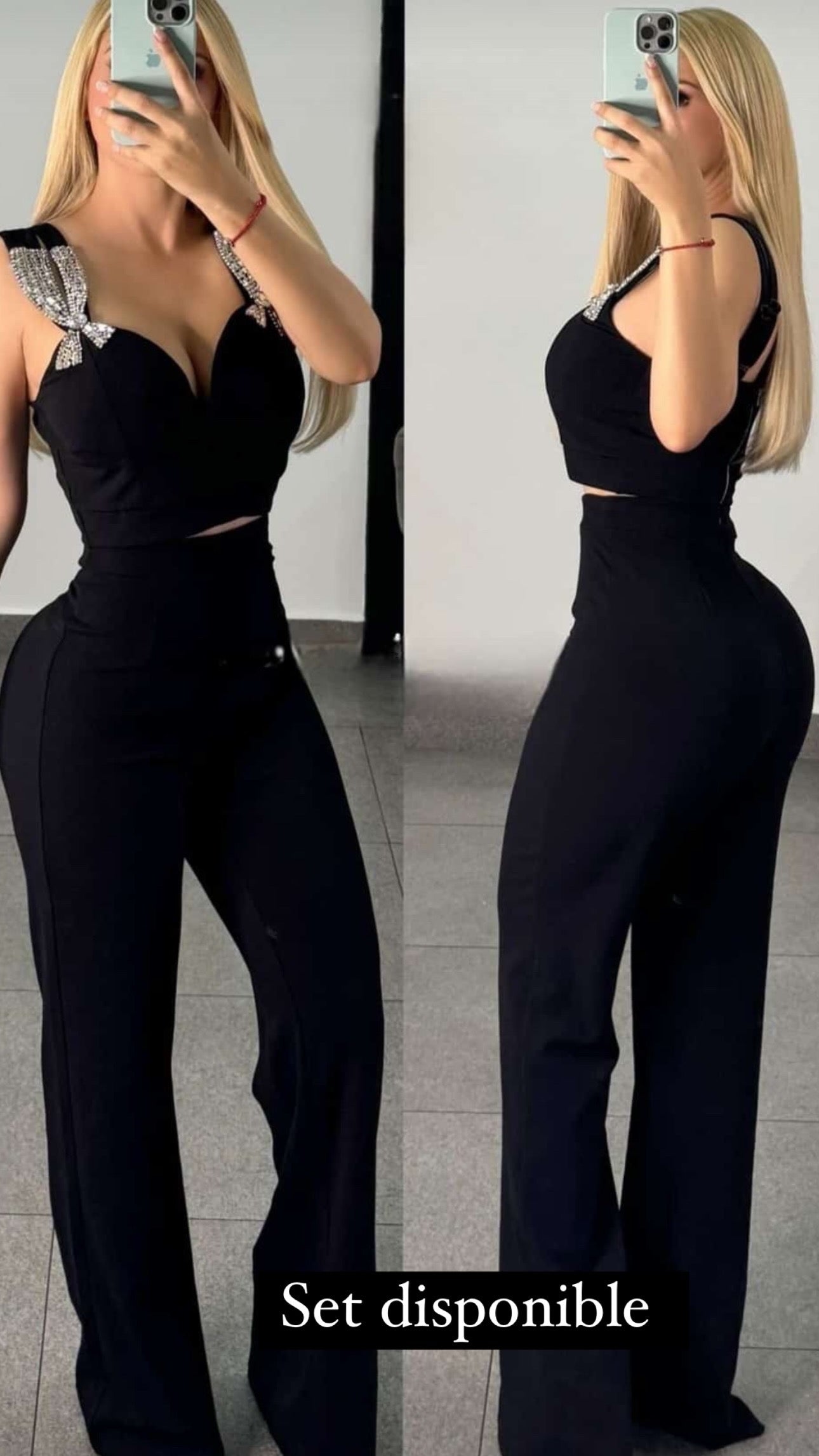 SET NEGRO TIRANTE CRISTAL