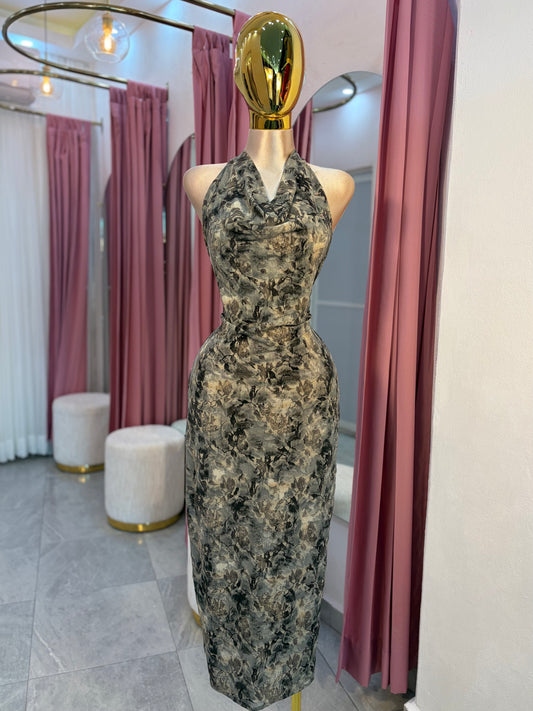 VESTIDO MIDI HALTER ESTAMPADO