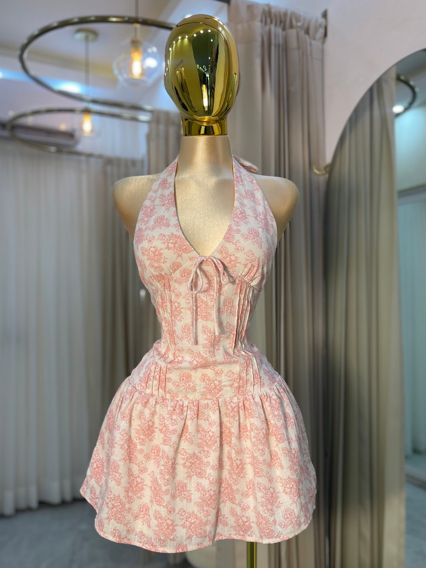VESTIDO MINI HALTER EST FLORES COR