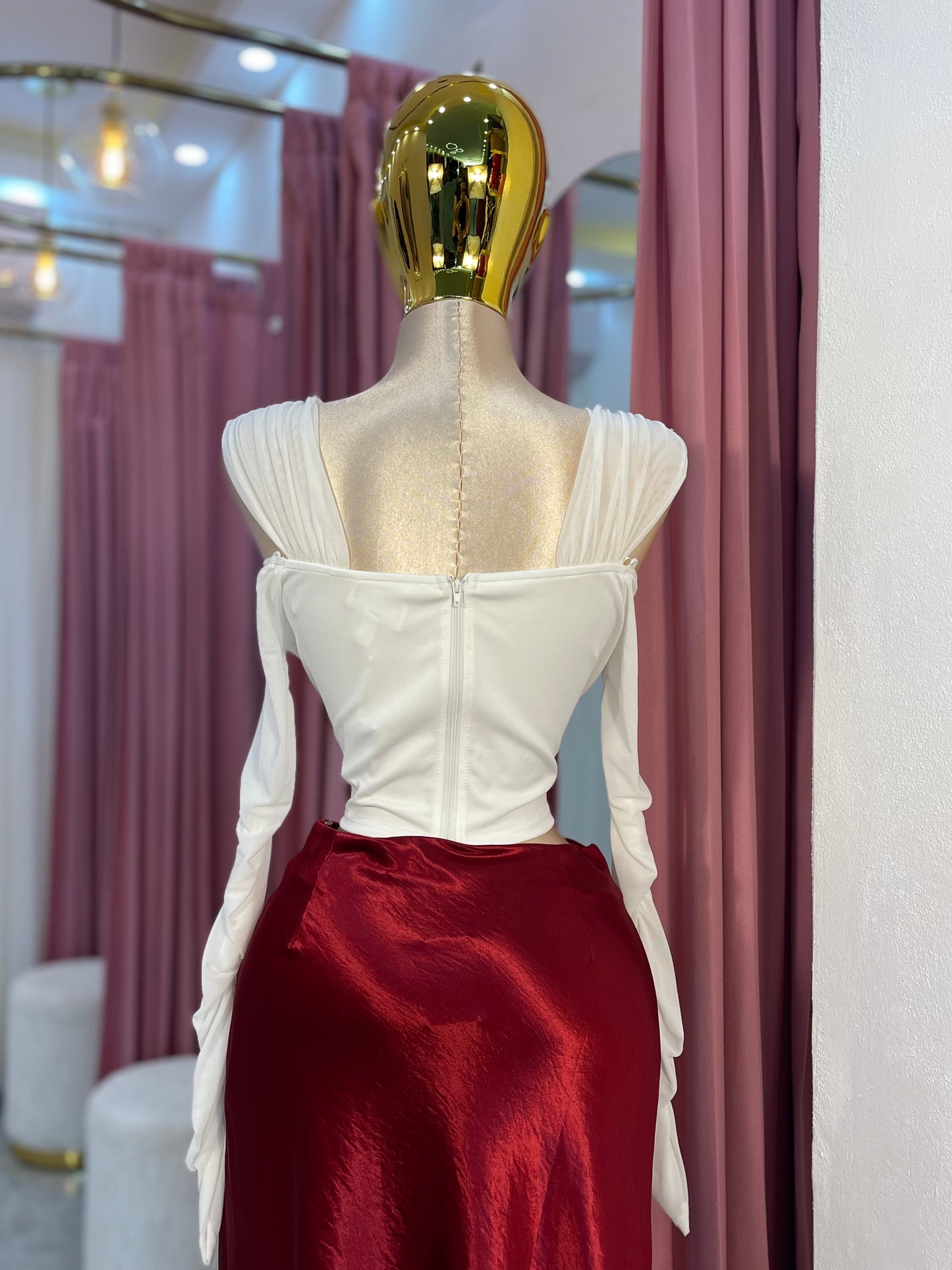 TOP BLANCO MANGA MESH