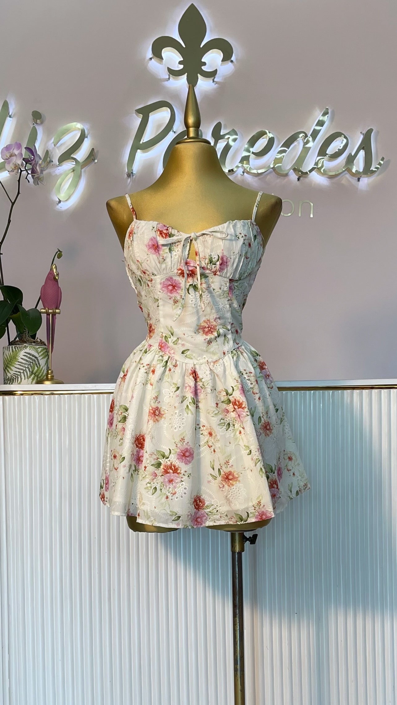 VESTIDO FLORAL ROSA NARANJA