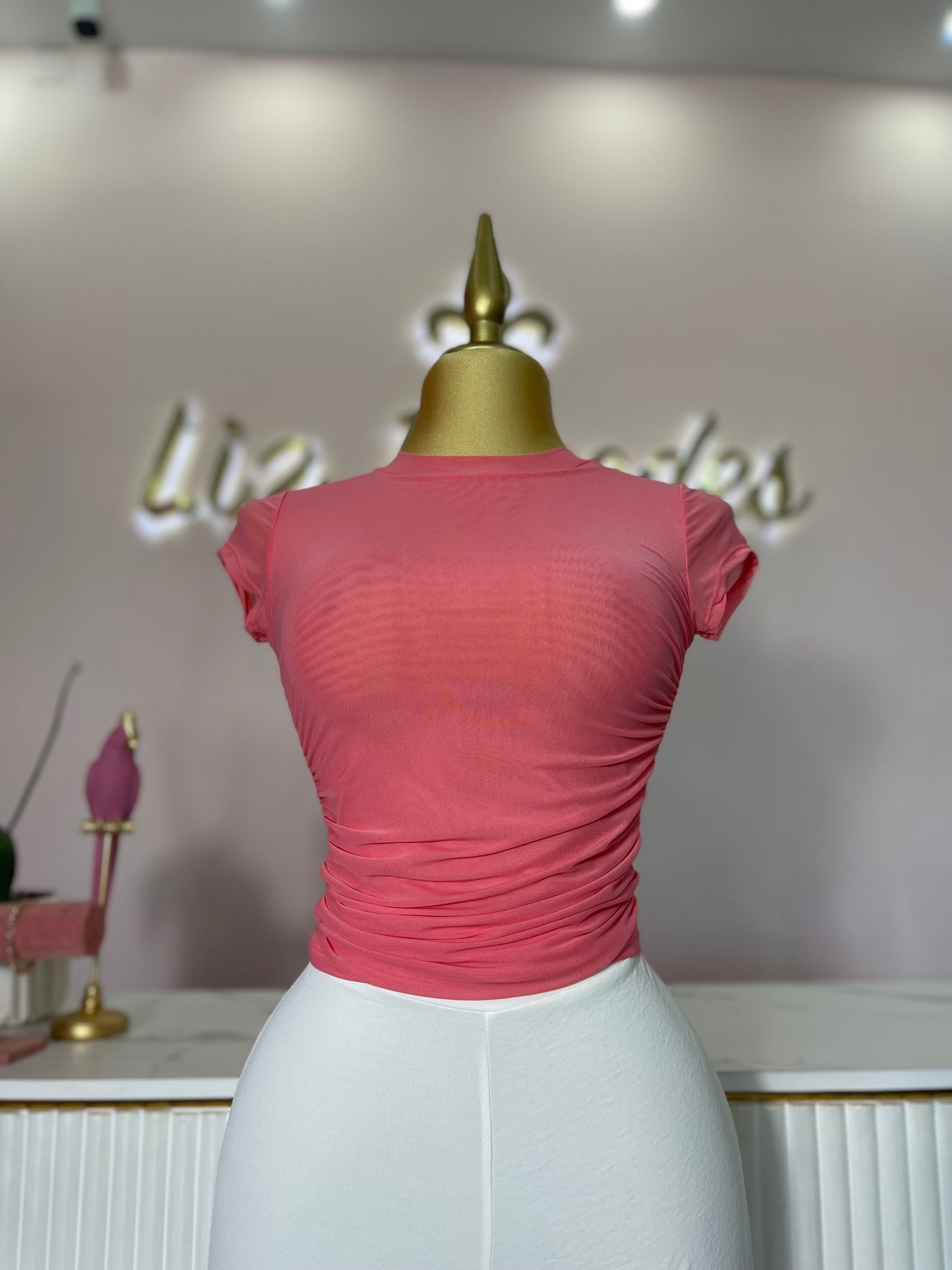 BLUSA MESH CORAL