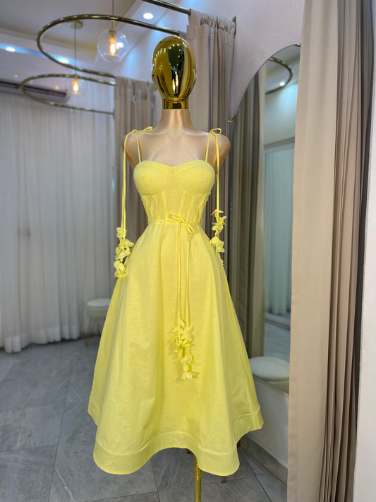 VESTIDO MIDI CORTE A EB FLORES