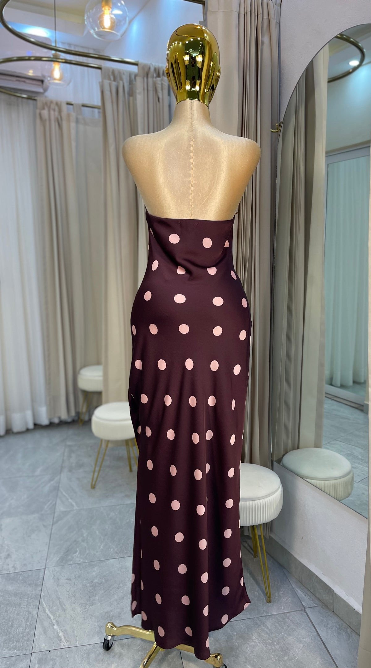VESTIDO MAXI LUNARES ROSA
