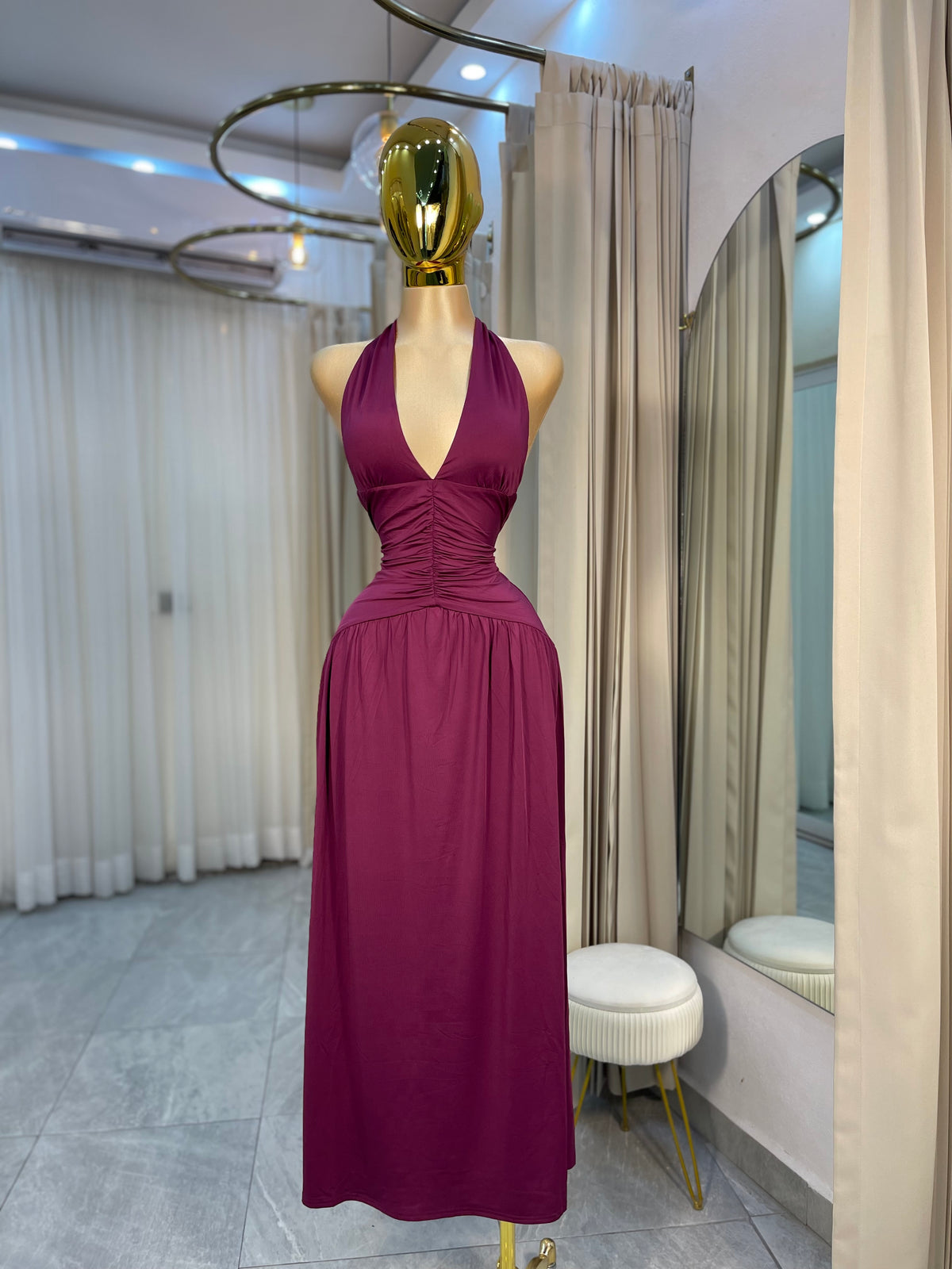 VESTIDO MAXI ESC. V DRAP