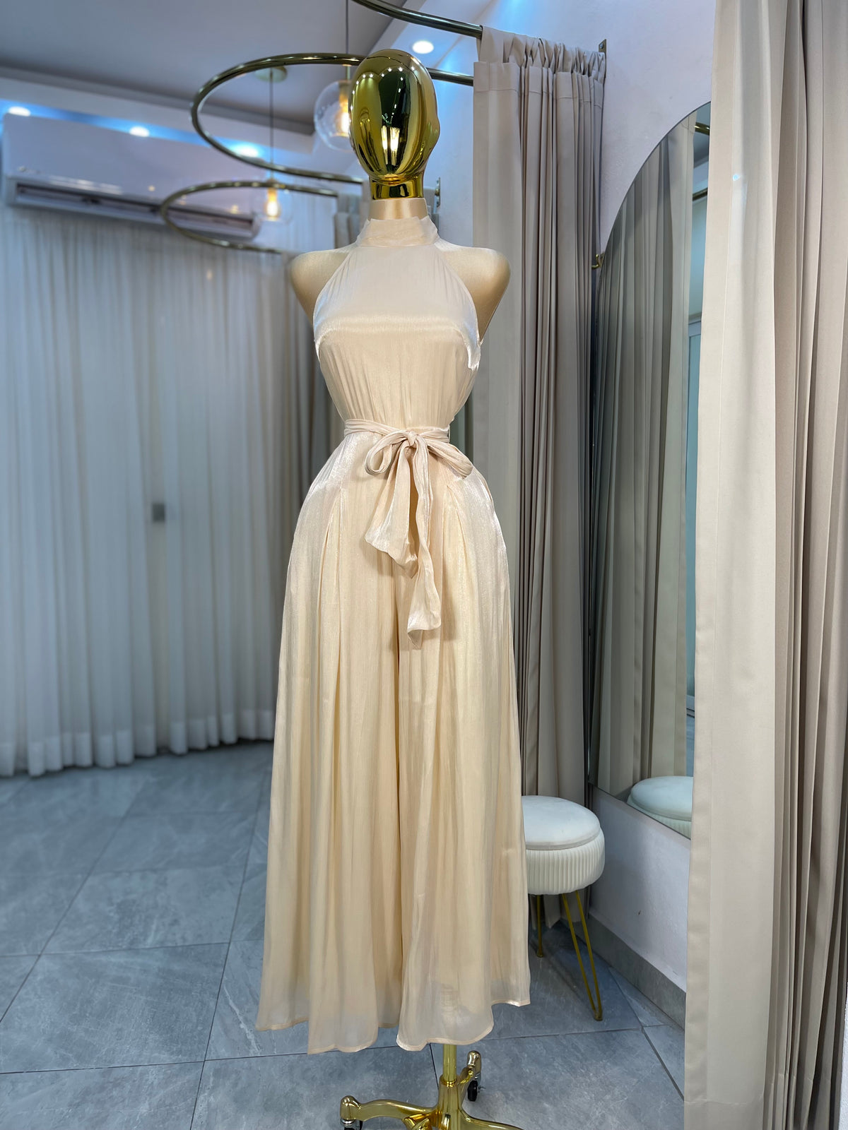 JUMPSUIT HALTER CHAMPAGNE